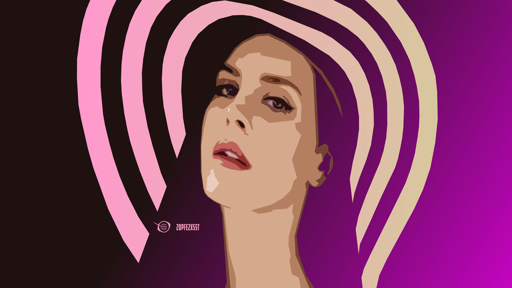Lana Del Rey wearing a large striped hat HD Wallpaper