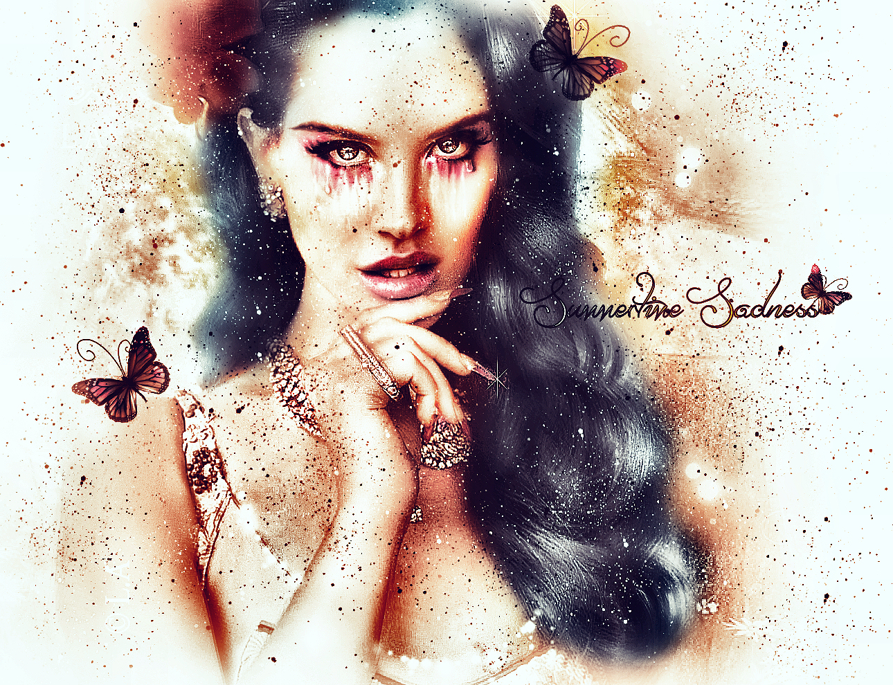 Lana Del Rey with Butterflies HD Wallpaper