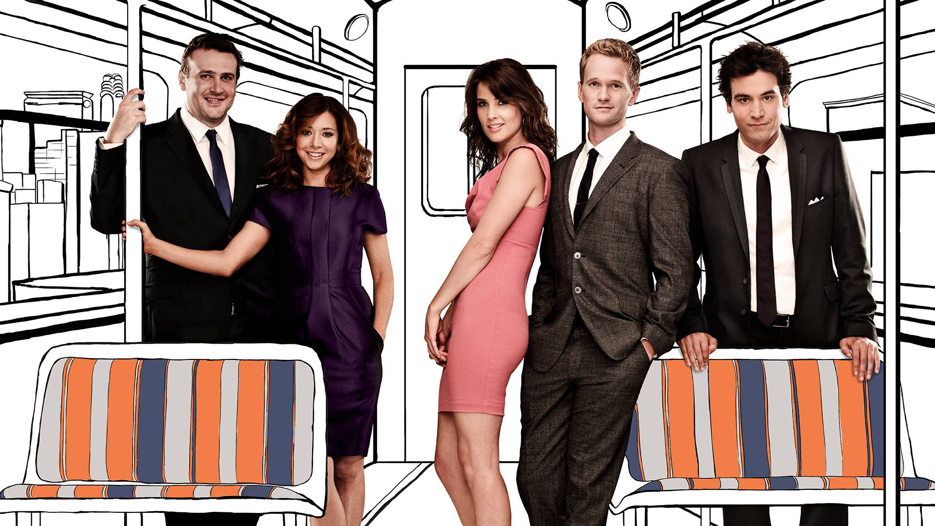 How I Met Your Mother cast on a subway HD Wallpaper