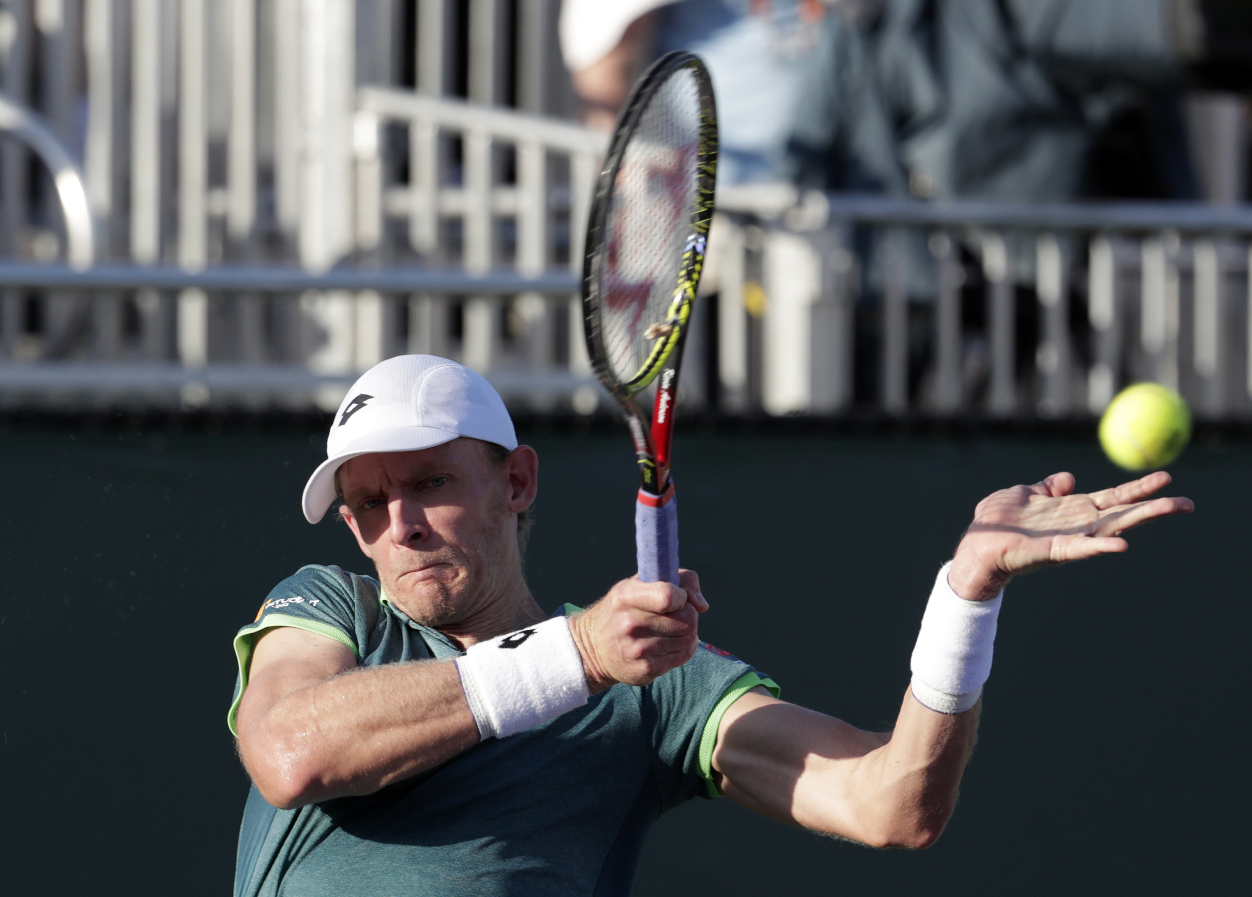 Kevin Anderson serving a tennis ball HD Wallpaper