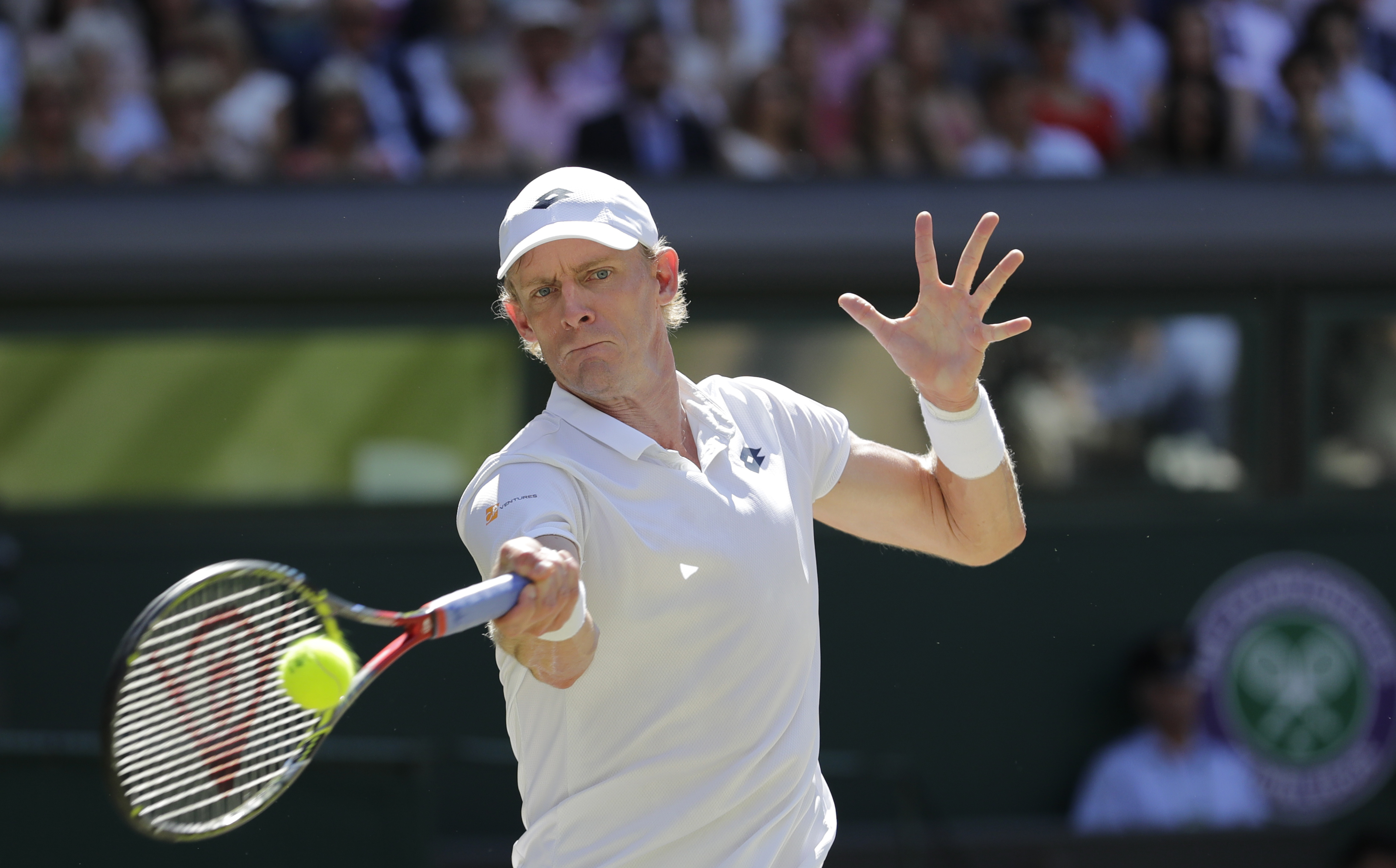 Kevin Anderson playing tennis at Wimbledon HD Wallpaper