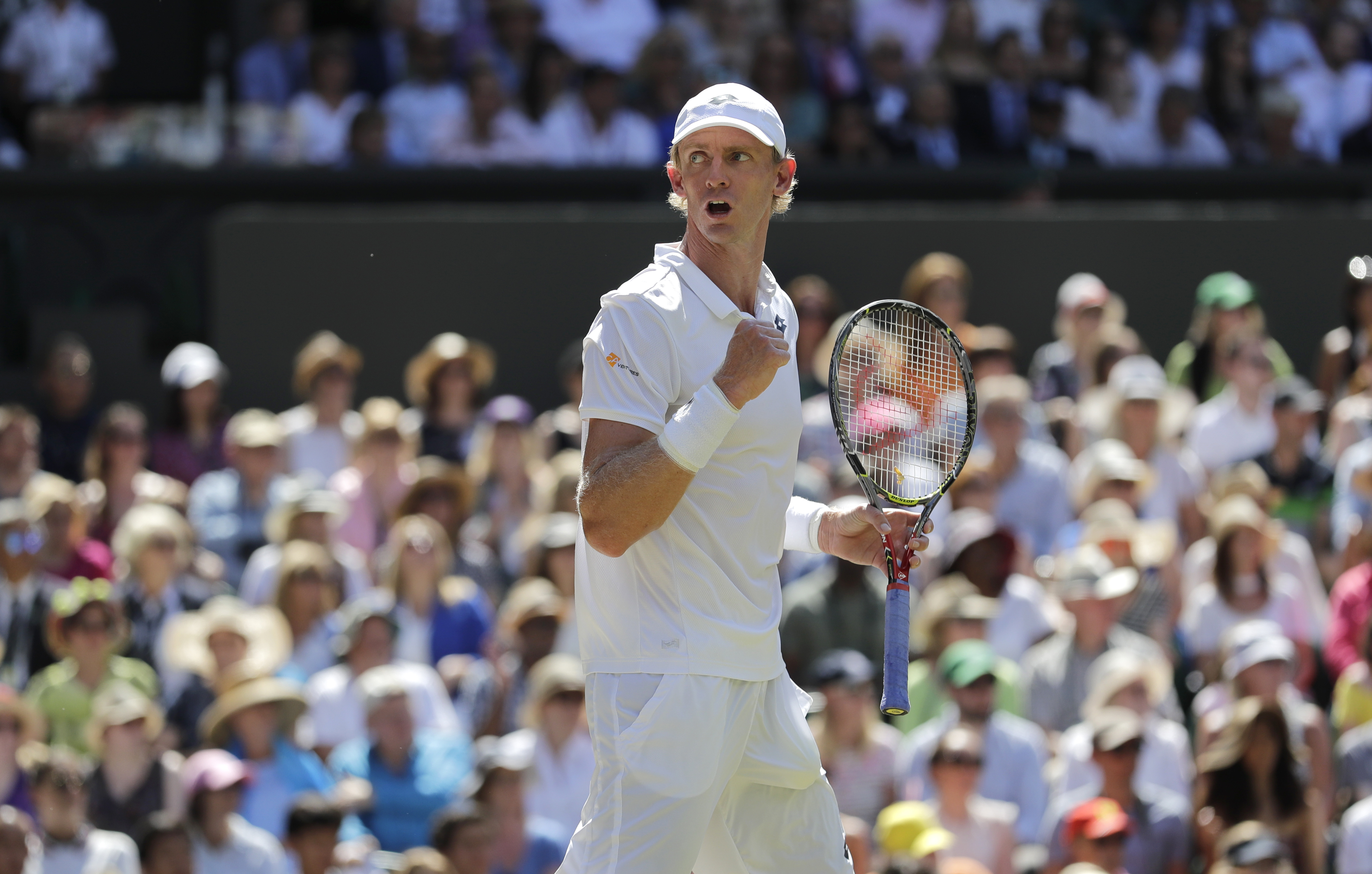 Kevin Anderson playing tennis at Wimbledon HD Wallpaper