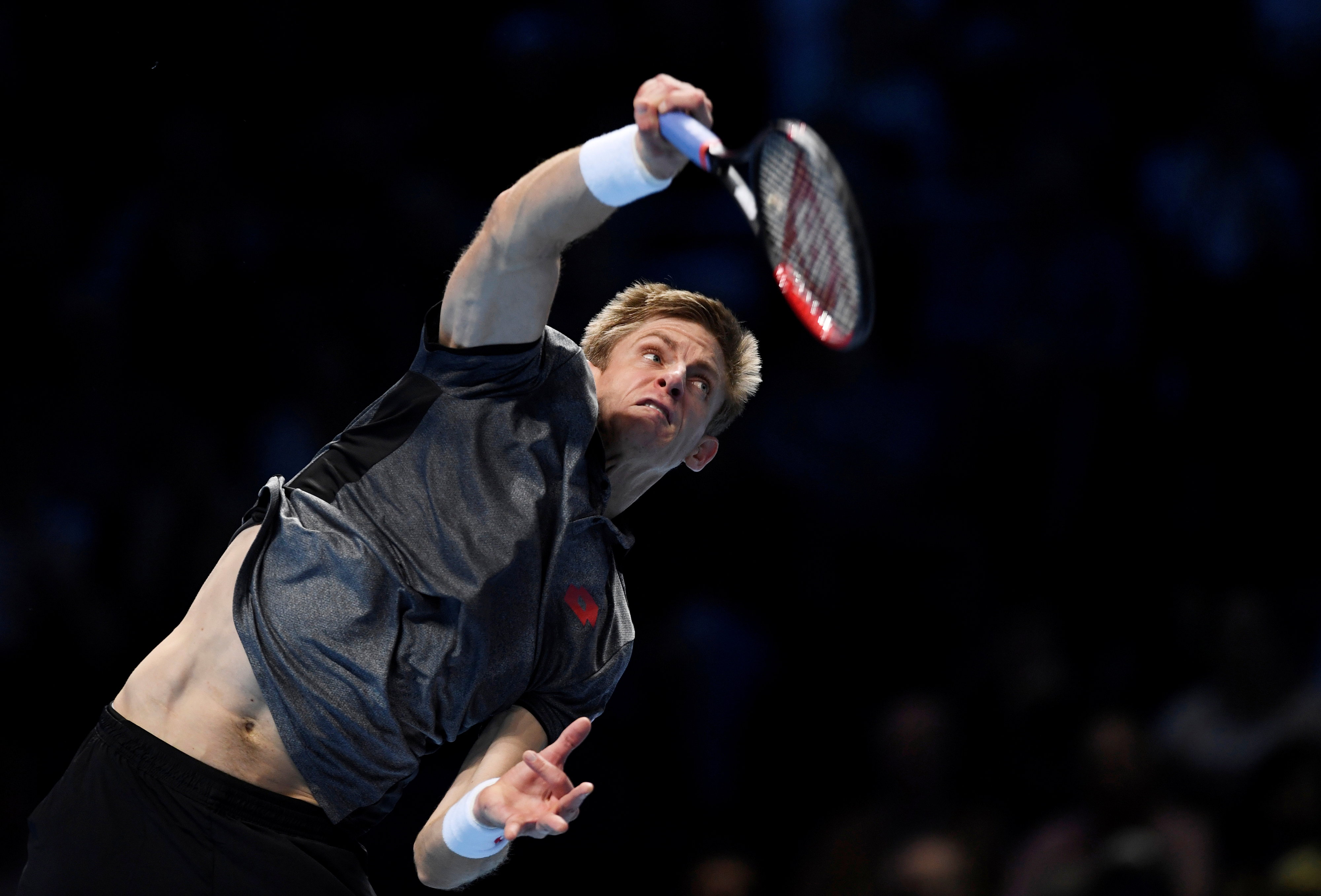 Kevin Anderson serving tennis ball HD Wallpaper