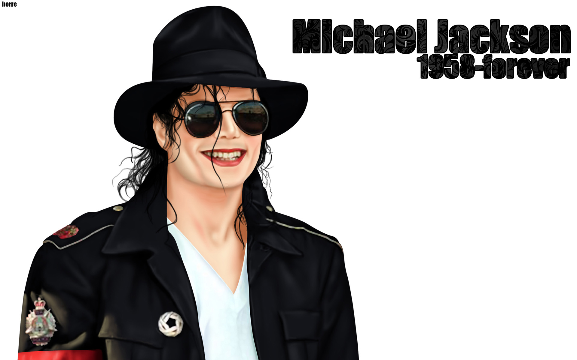 Michael Jackson Portrait with Black Hat and Sunglasses HD Wallpaper
