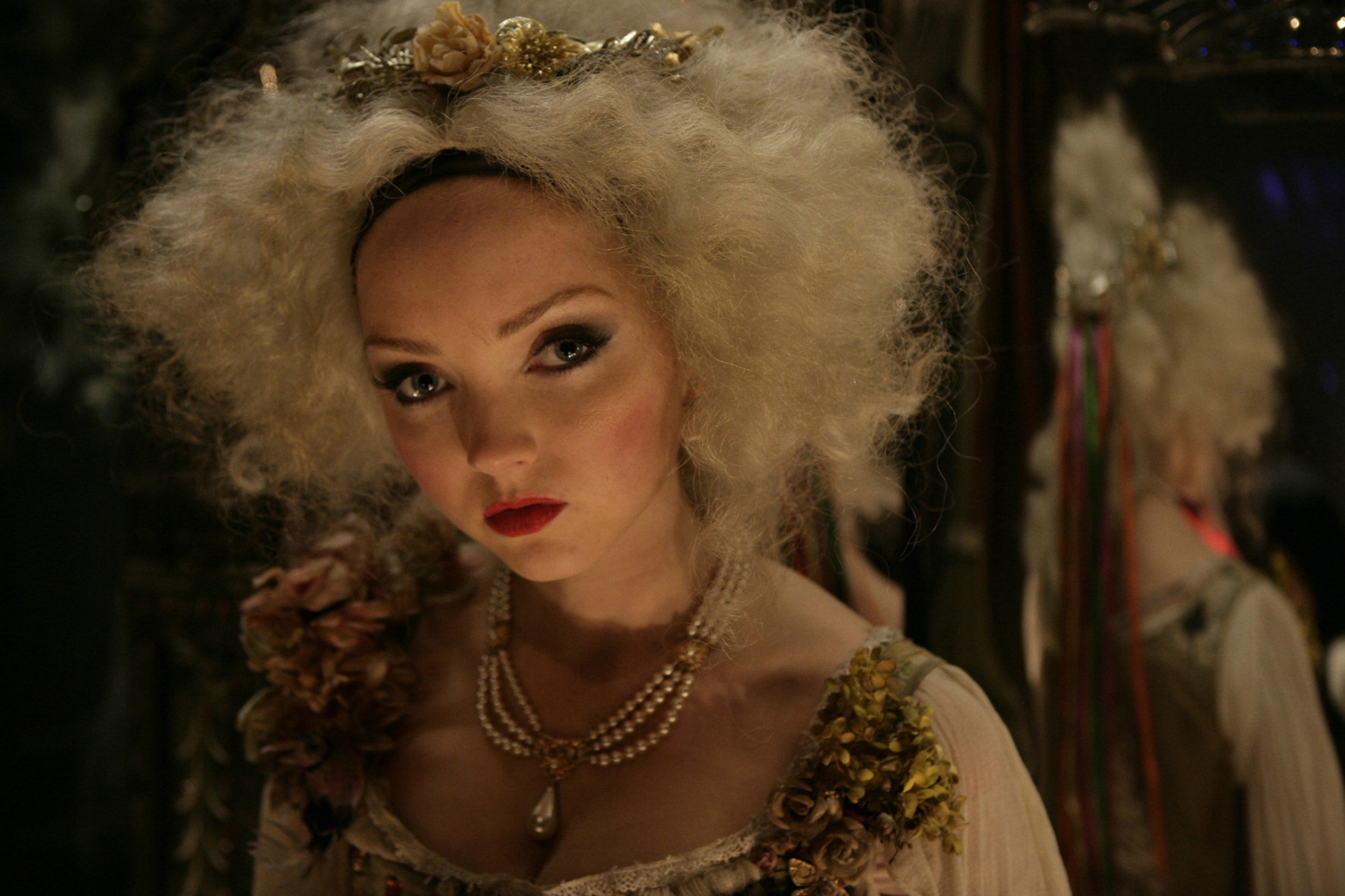 Lily Cole in elaborate costume and makeup HD Wallpaper