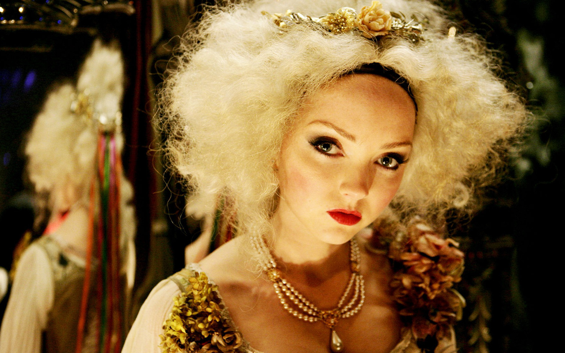 Lily Cole in elaborate costume and makeup HD Wallpaper