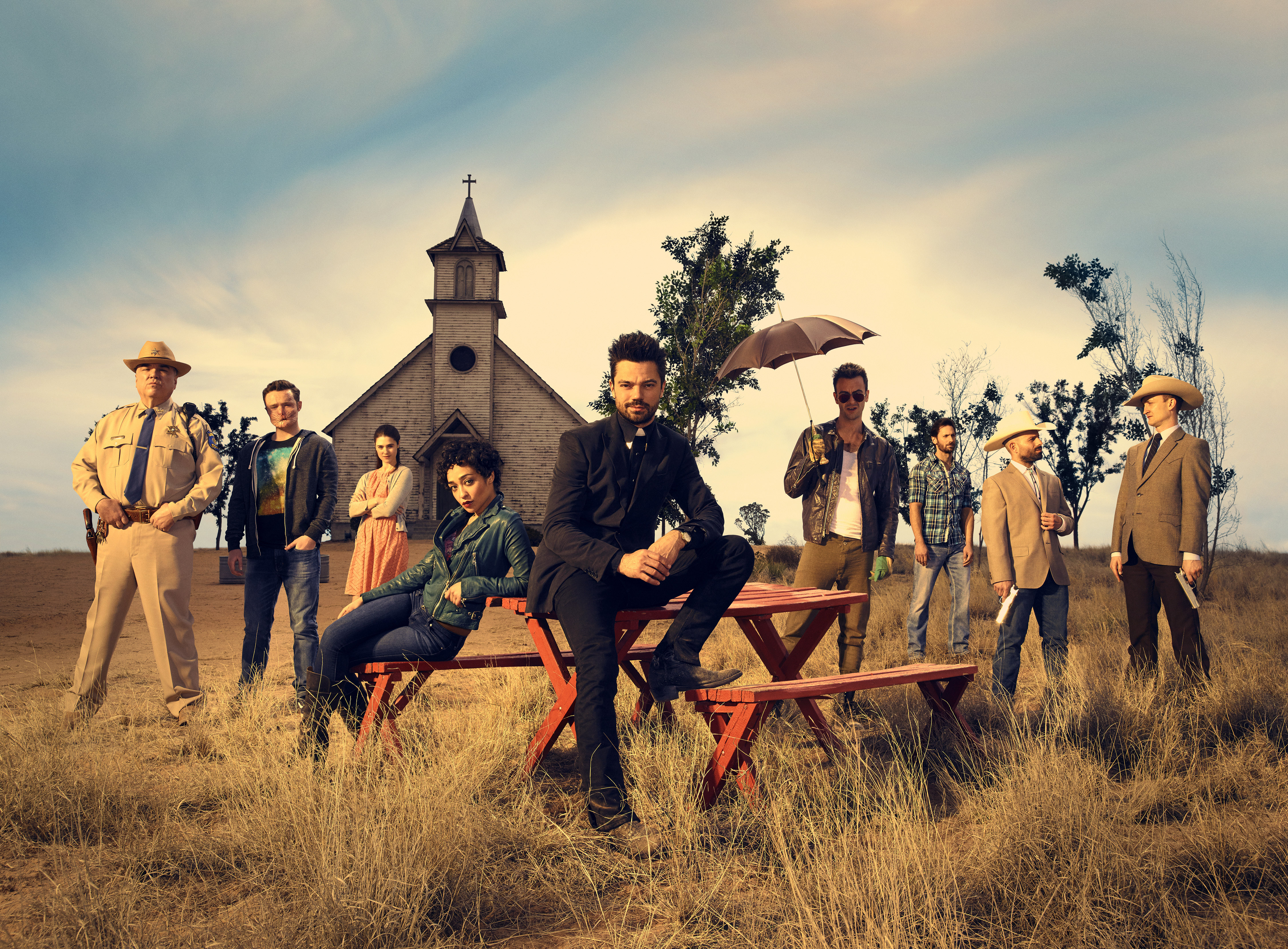 Preacher cast in front of a church HD Wallpaper