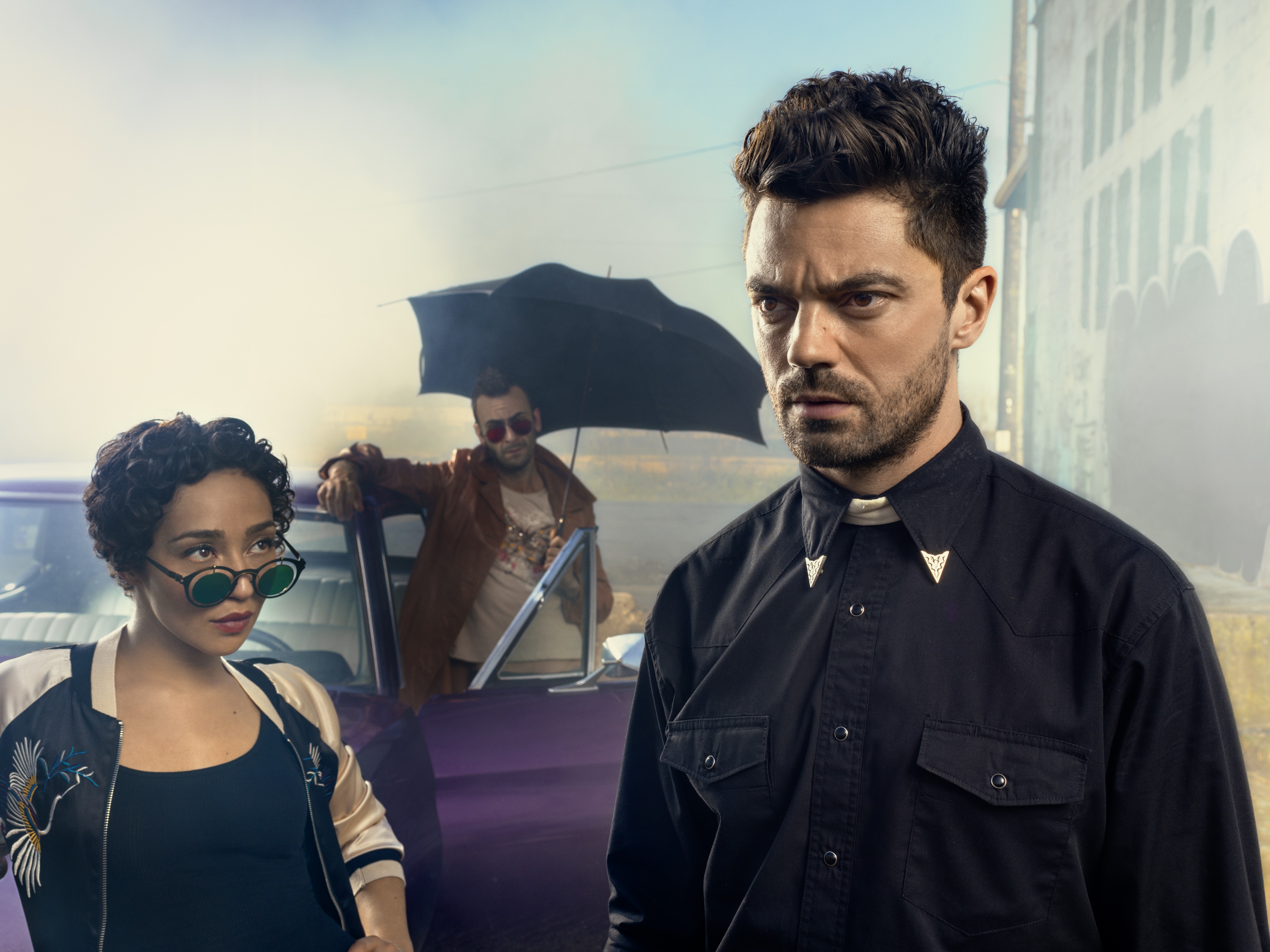 Ruth Negga and two men with a car HD Wallpaper