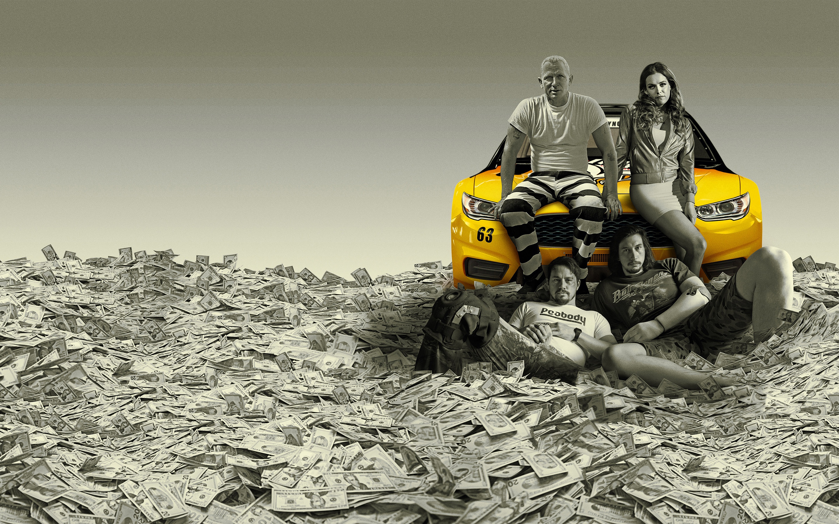 Adam Driver and others in a pile of money HD Wallpaper
