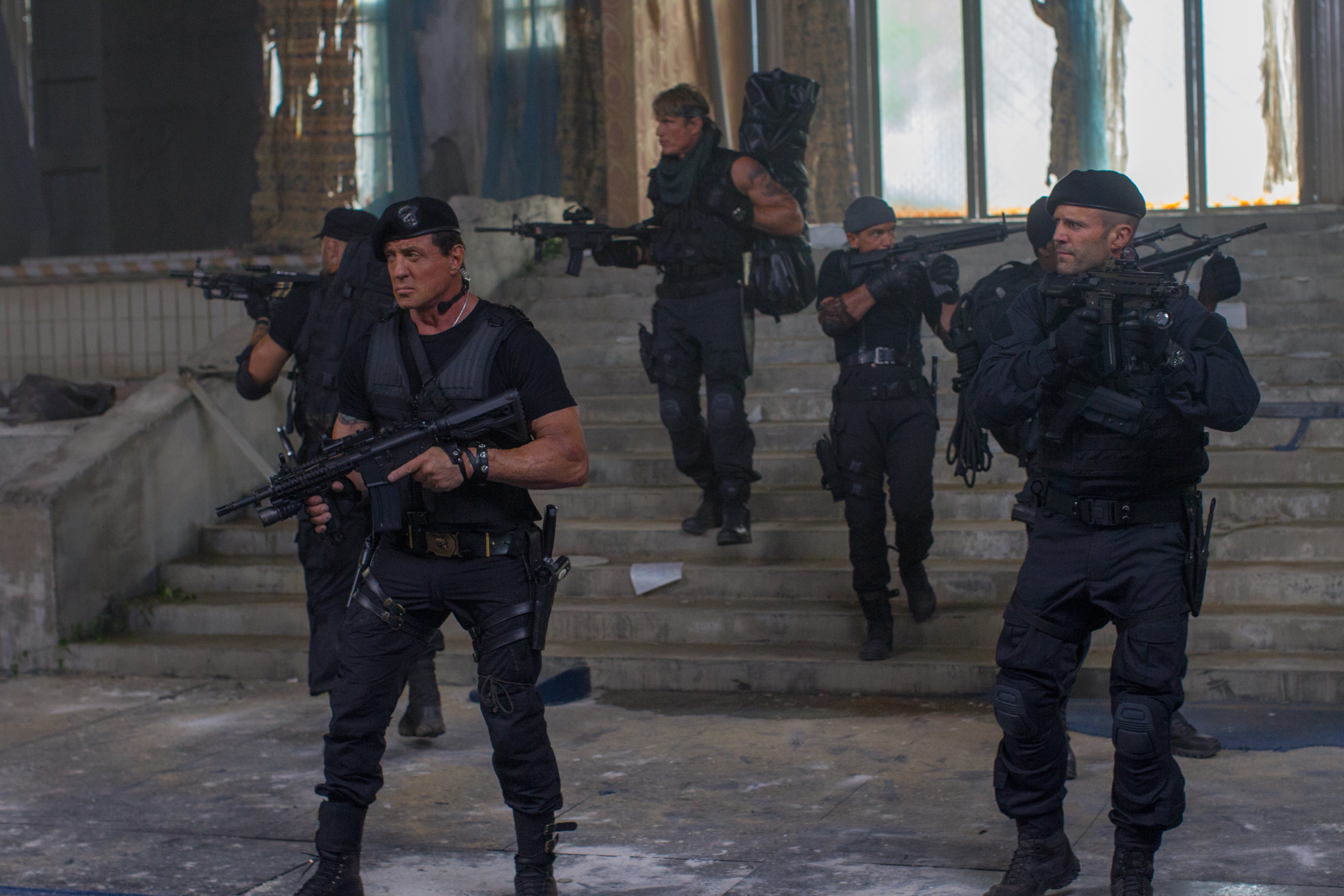 Sylvester Stallone and Jason Statham in The Expendables HD Wallpaper