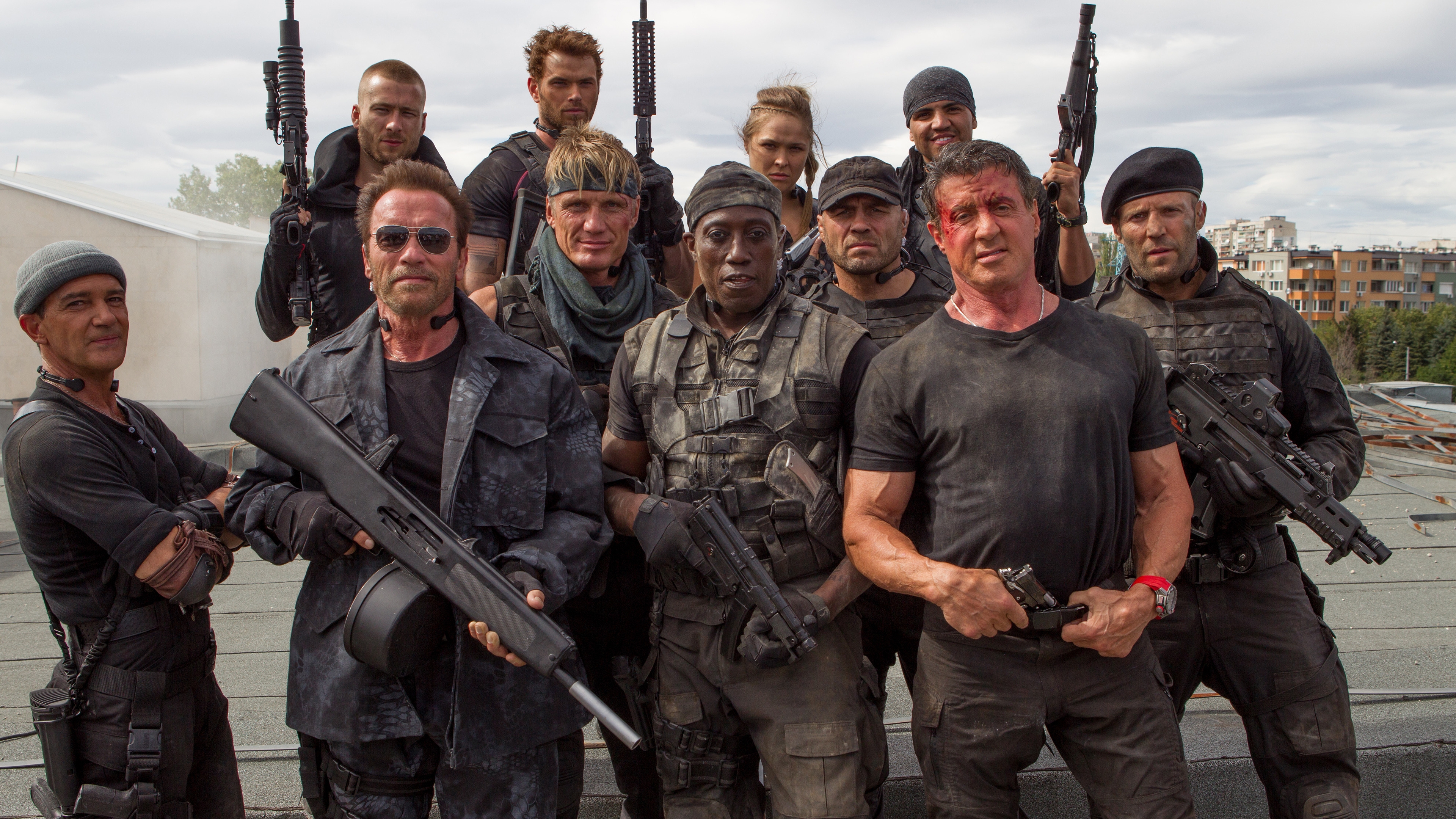 The Expendables 3 Cast Poses with Weapons HD Wallpaper