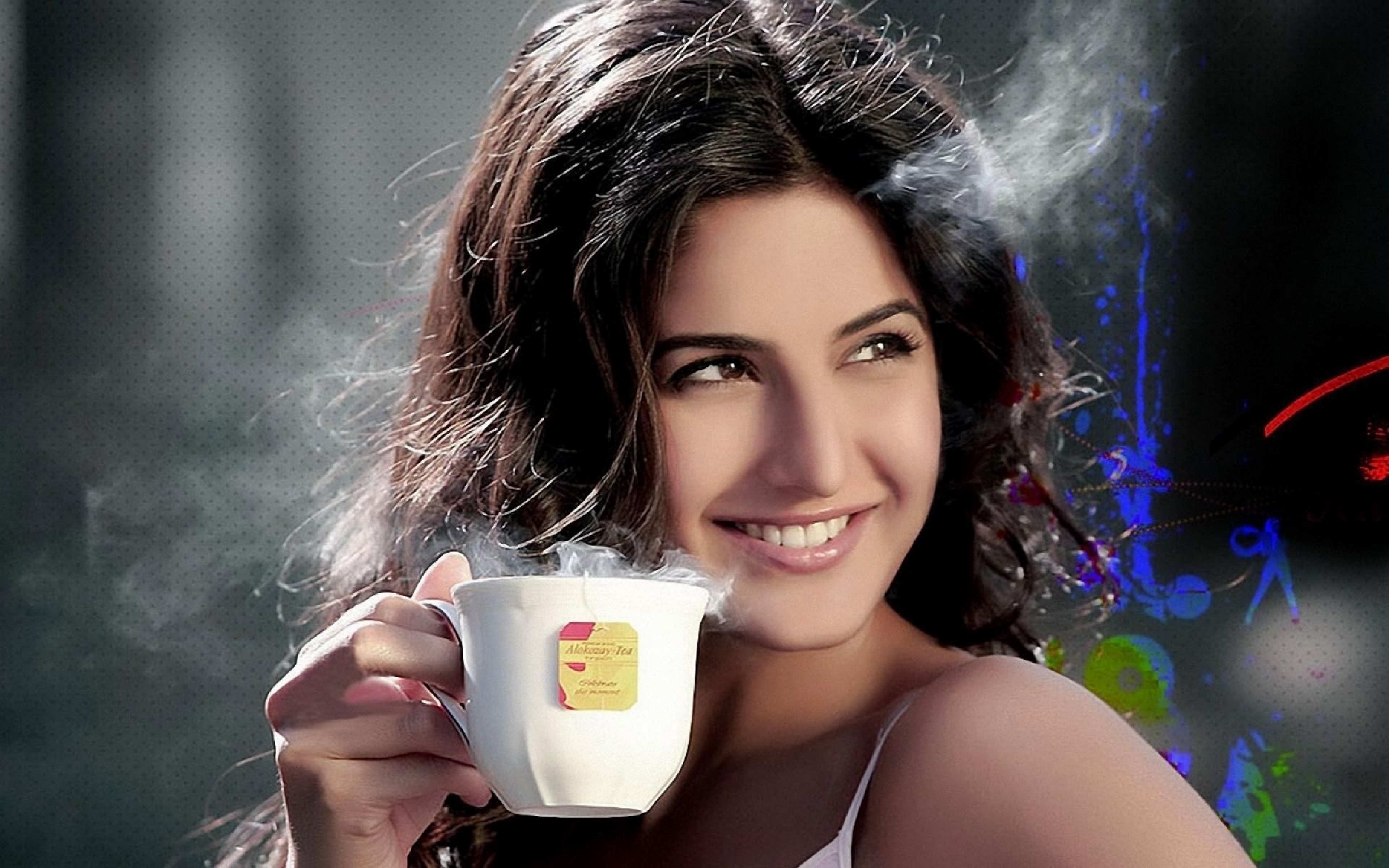 Katrina Kaif holding a cup of tea HD Wallpaper