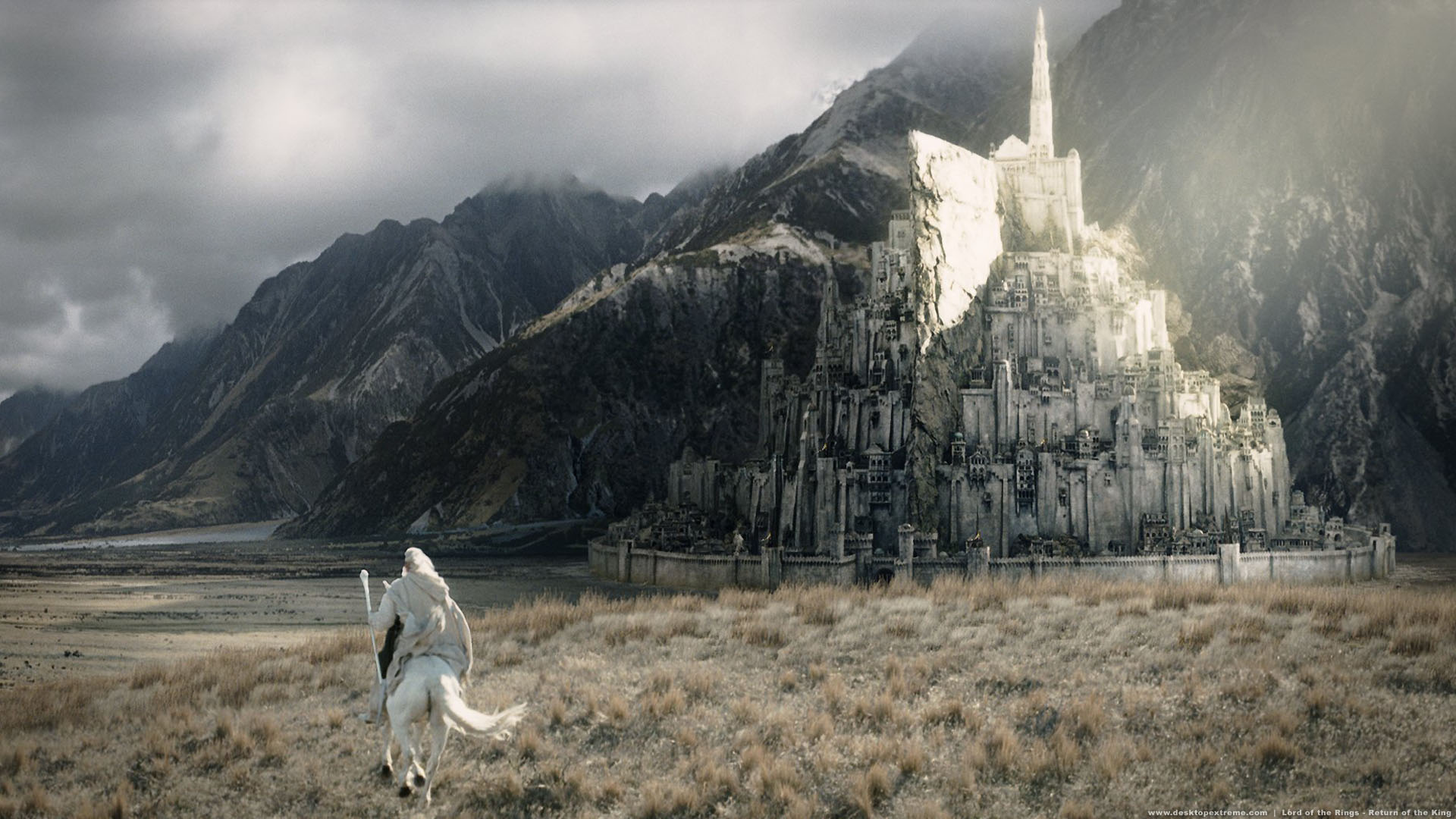 Gandalf from Lord of the Rings on horseback HD Wallpaper