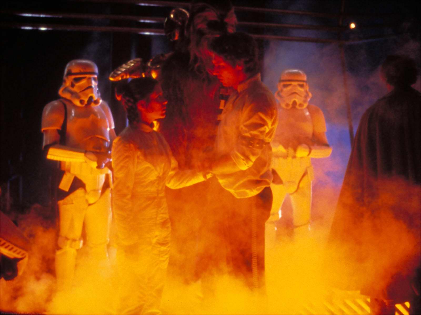 Princess Leia and Han Solo with Stormtroopers HD Wallpaper