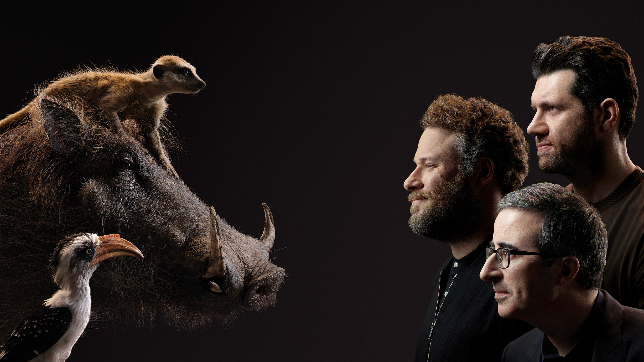 The Lion King Pumbaa, Timon, and Seth Rogen HD Wallpaper