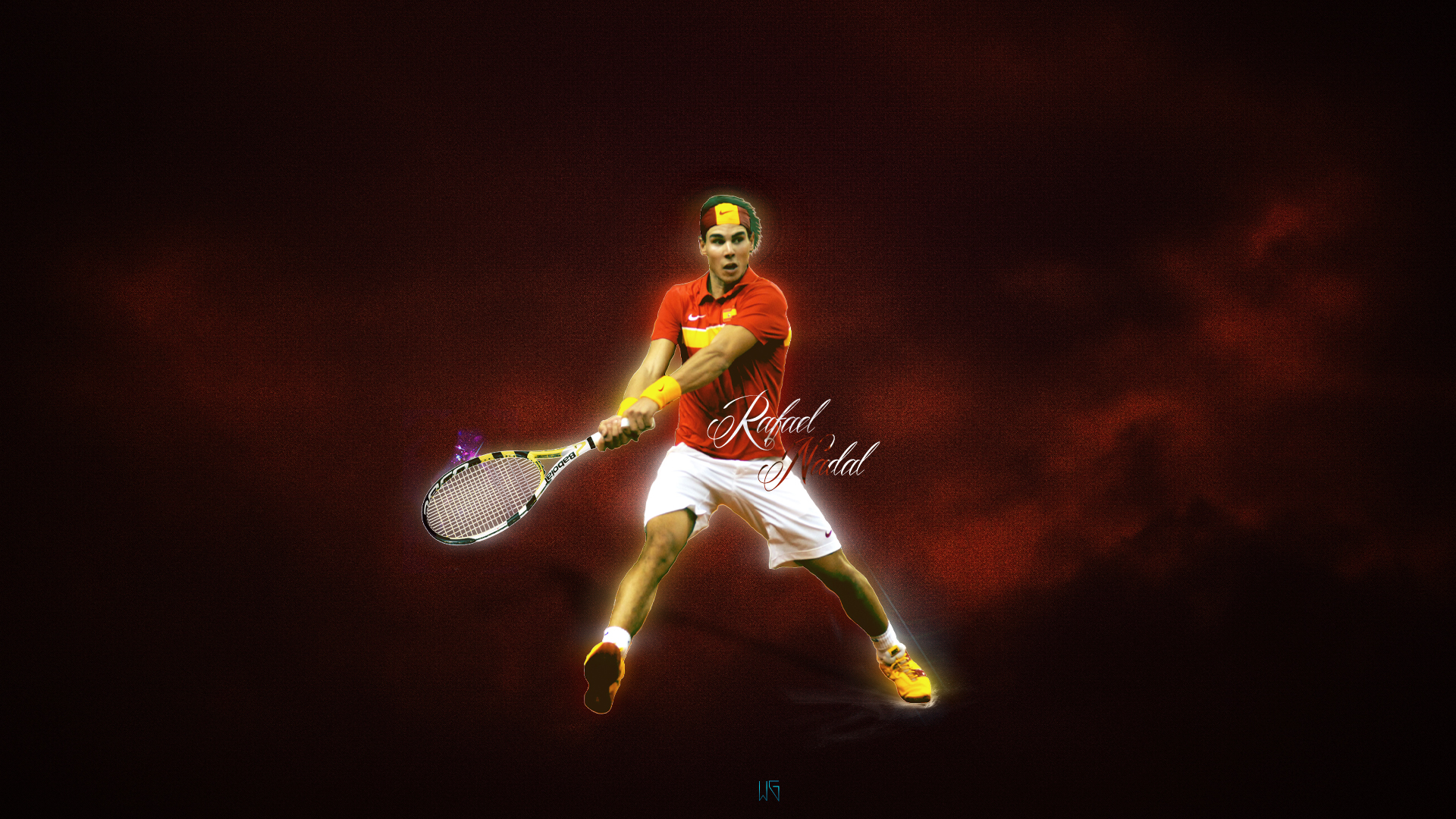 Rafael Nadal playing tennis HD Wallpaper