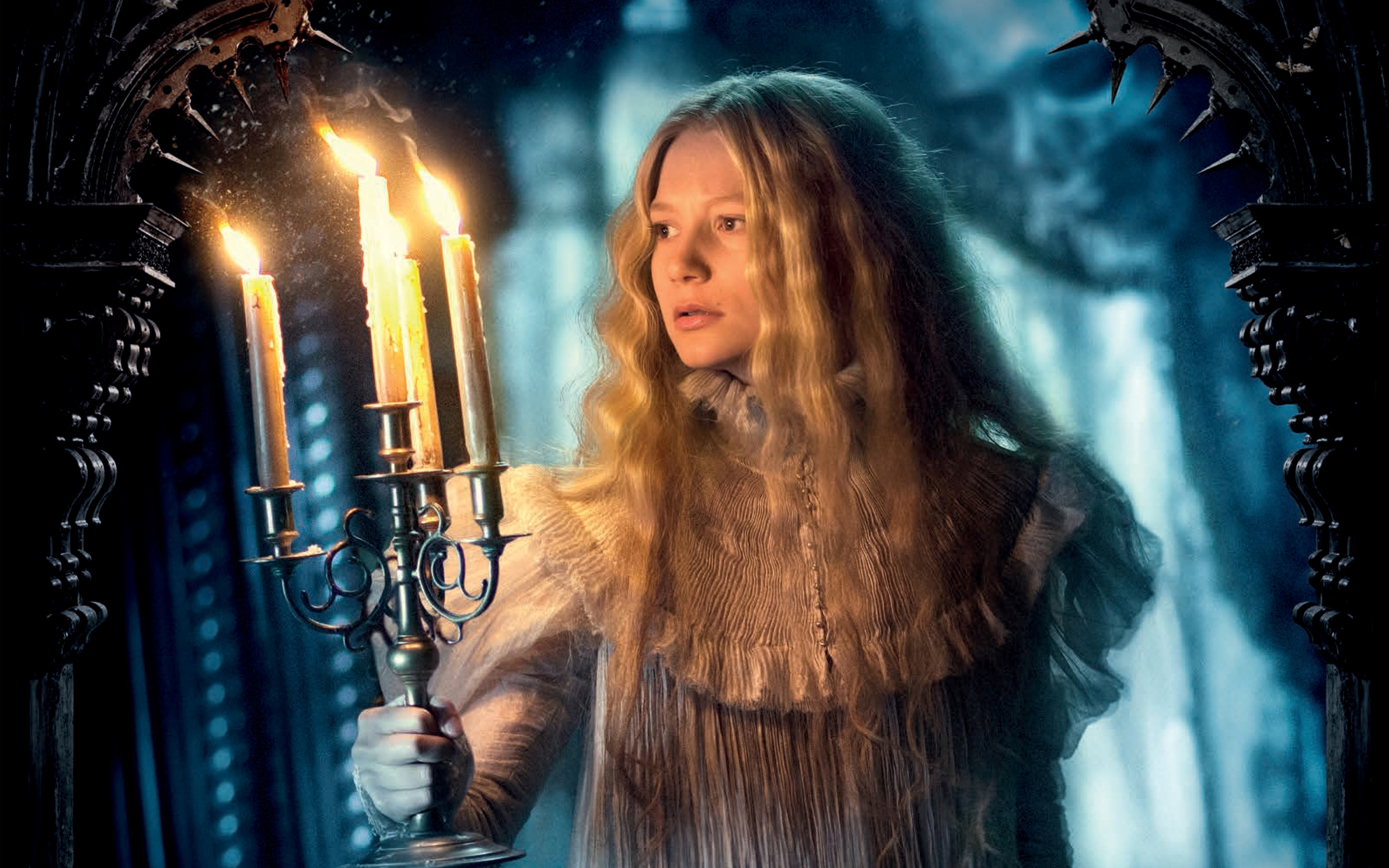 Mia Wasikowska holding candelabra HD Wallpaper