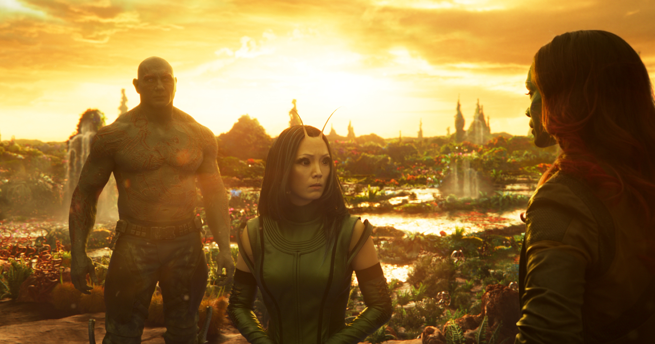 Mantis, Drax, and Gamora on Planet Ego HD Wallpaper