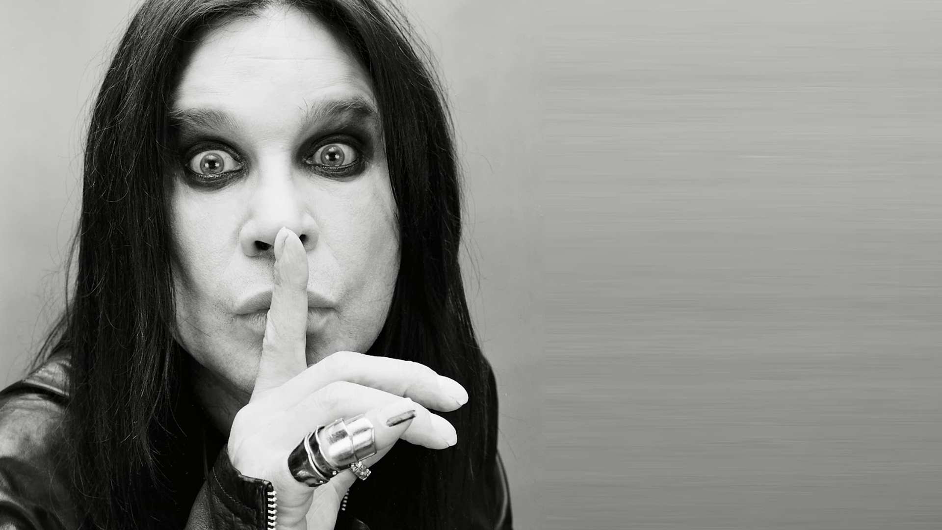 Ozzy Osbourne with finger to lips HD Wallpaper