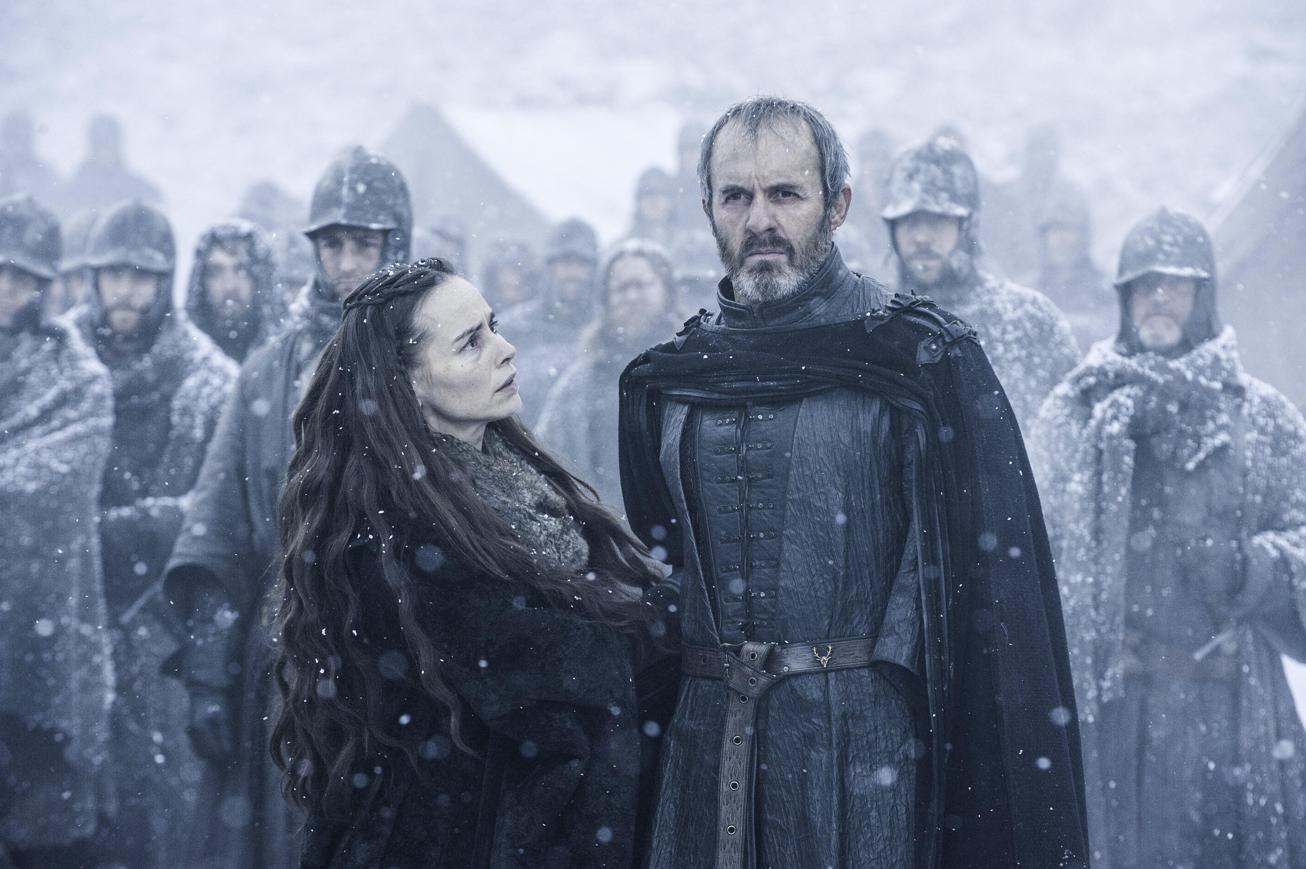Stannis Baratheon and Melisandre in the snow HD Wallpaper