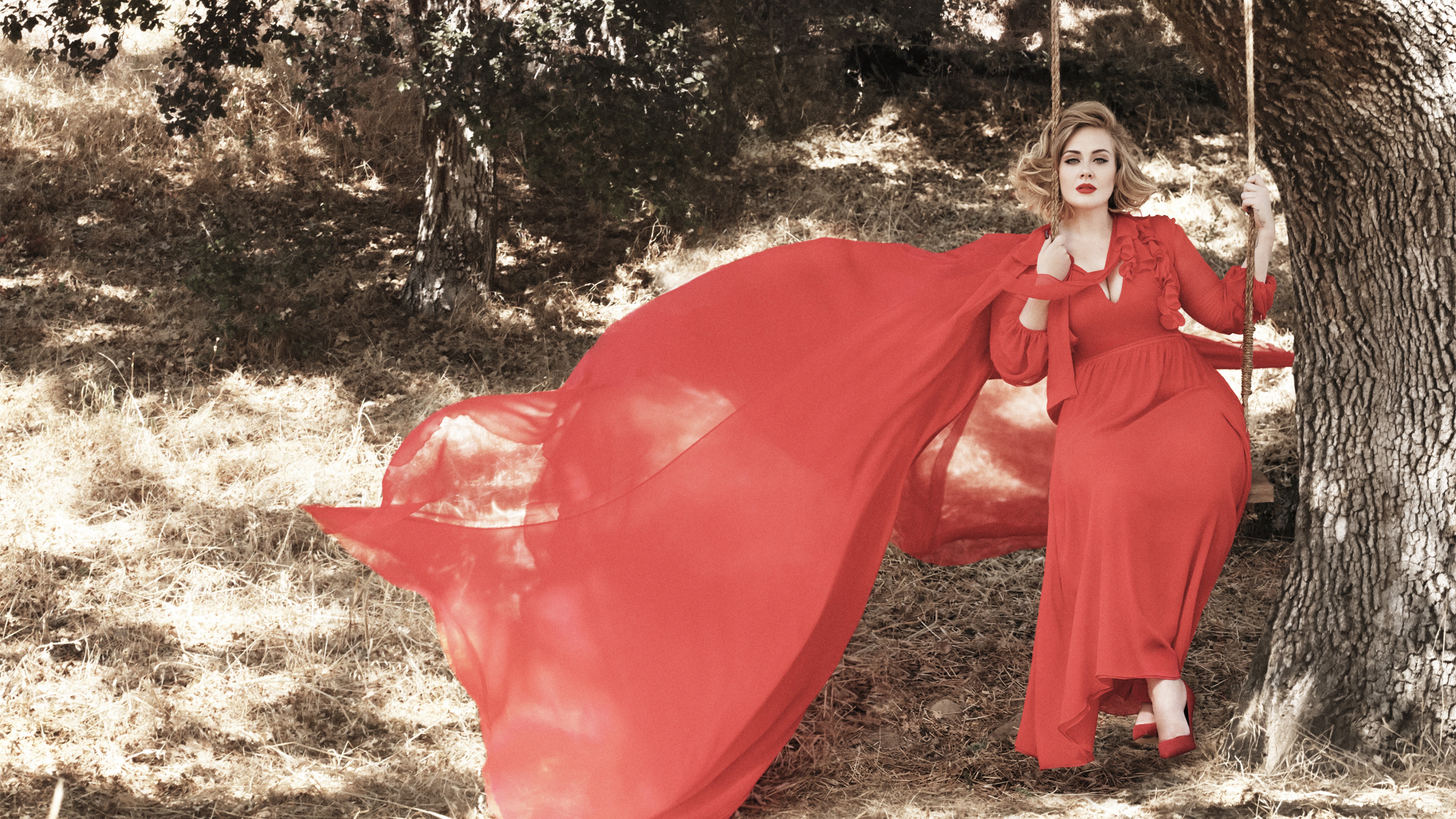 Adele on a swing HD Wallpaper