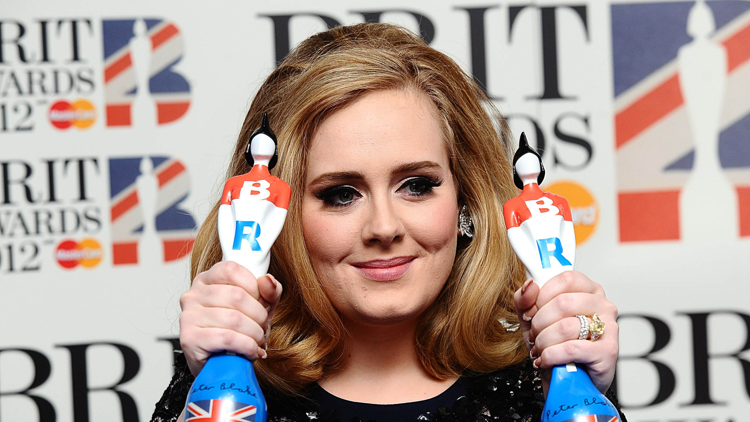 Adele holding Brit Awards HD Wallpaper