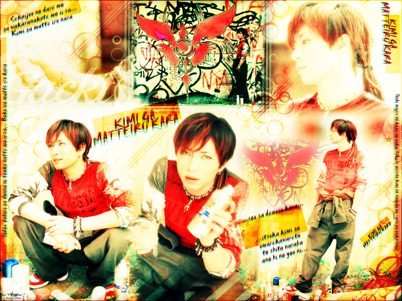 Gackt Camui collage with Japanese text HD Wallpaper