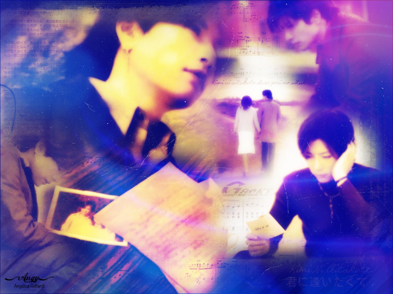 Gackt Camui collage with Japanese text HD Wallpaper