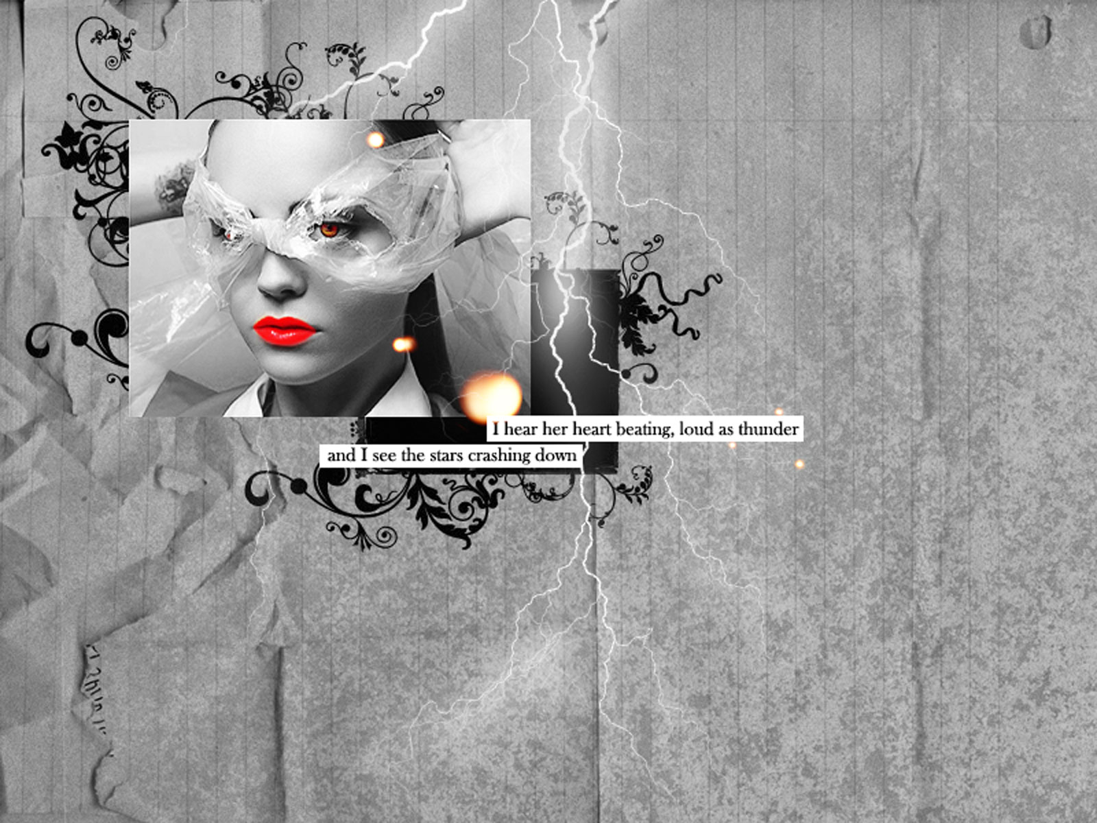 Christina Ricci with plastic wrap and red lips HD Wallpaper