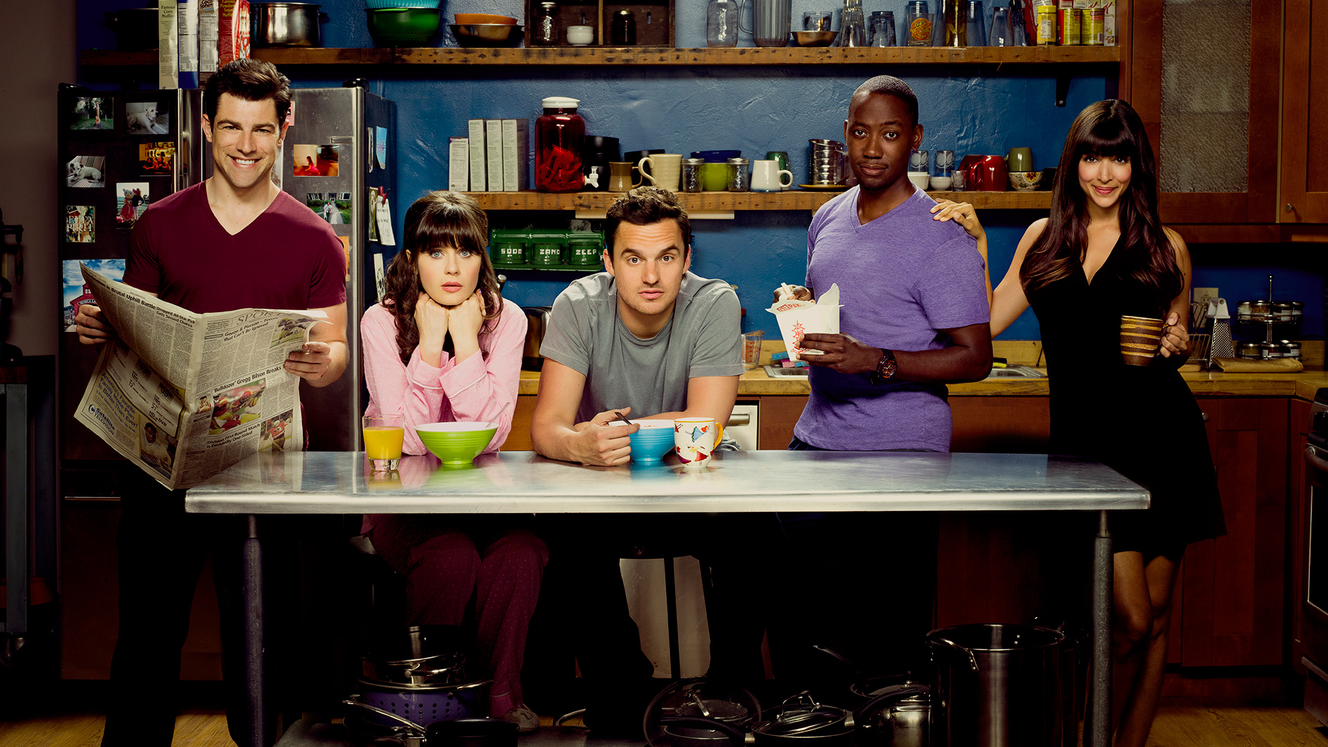 New Girl Cast in Kitchen HD Wallpaper