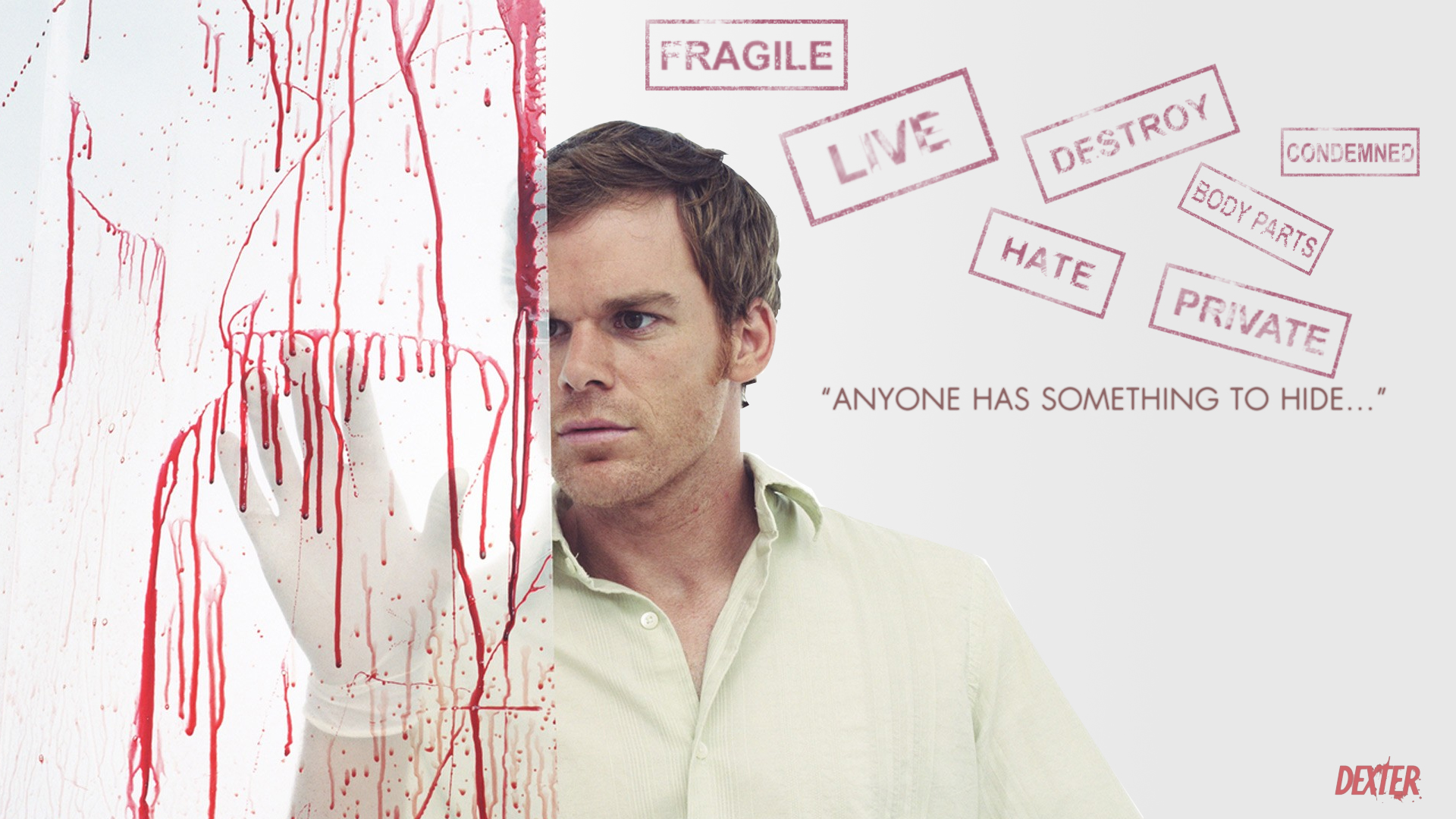 Dexter from Dexter with blood splatters HD Wallpaper