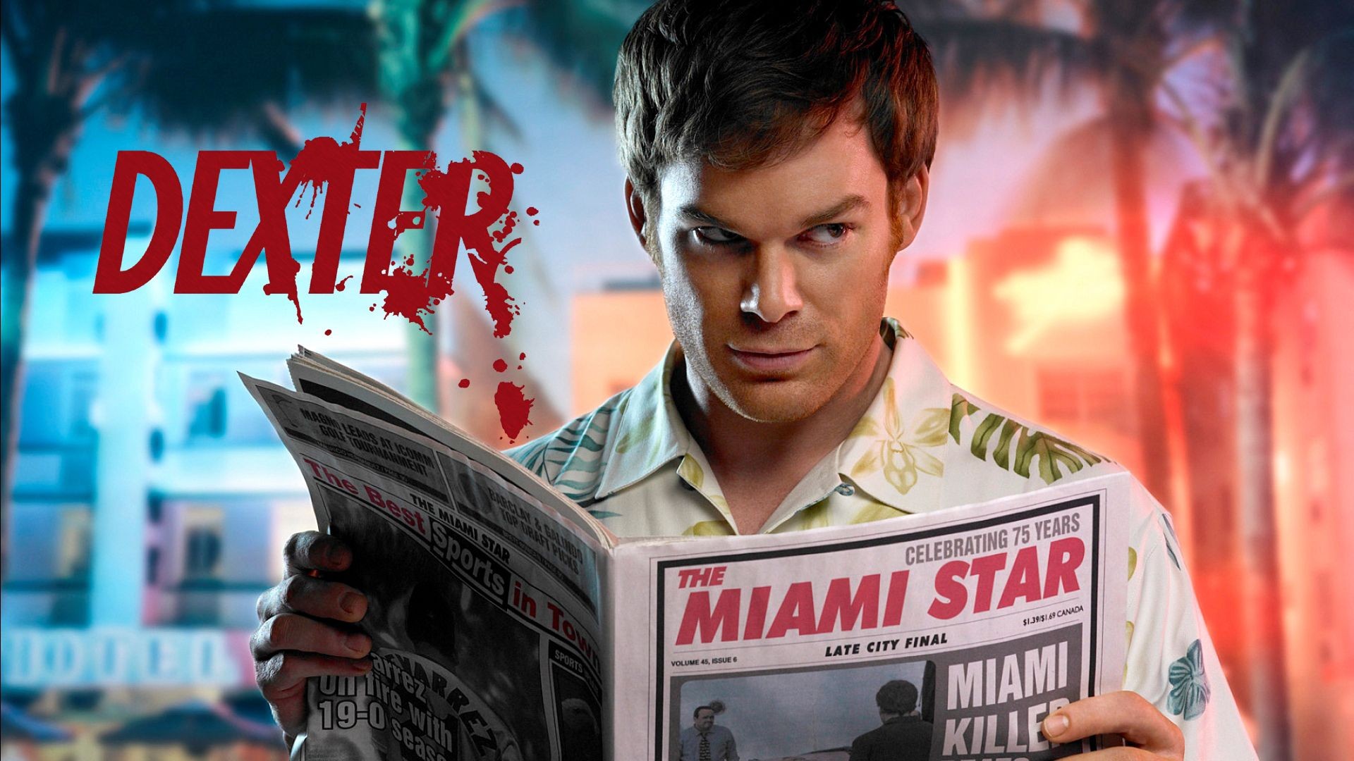 Dexter from Dexter reading The Miami Star newspaper HD Wallpaper