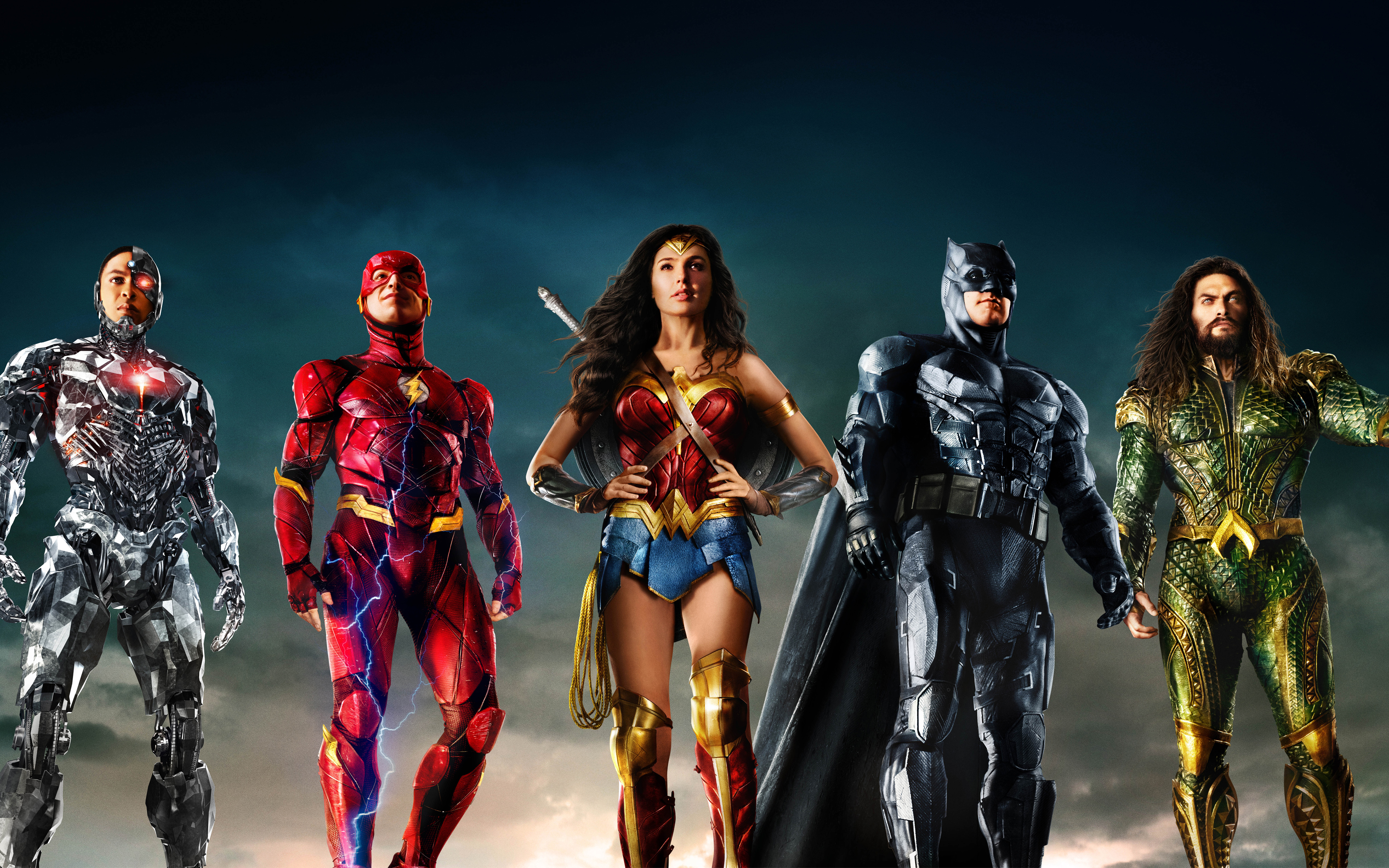 Justice League Cyborg, Flash, Wonder Woman, Batman, and Aquaman HD Wallpaper