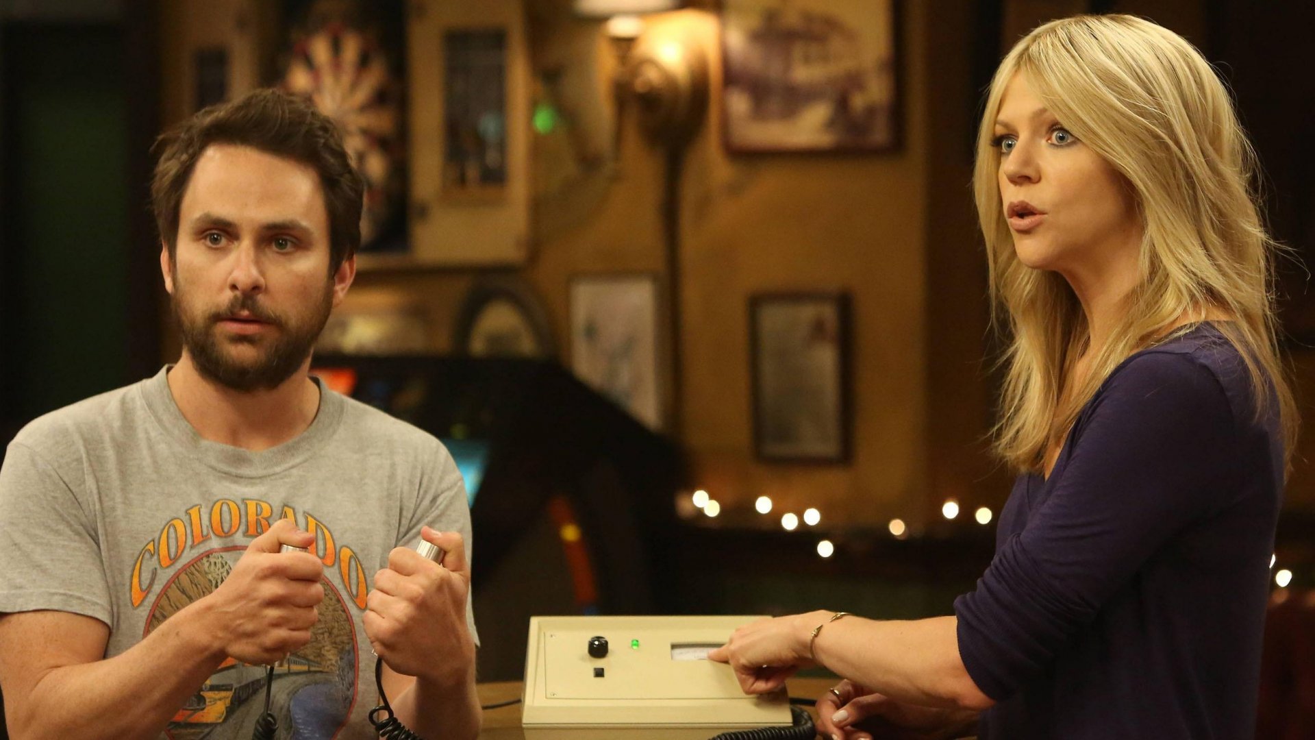 Kaitlin Olson and Charlie Day playing a game HD Wallpaper