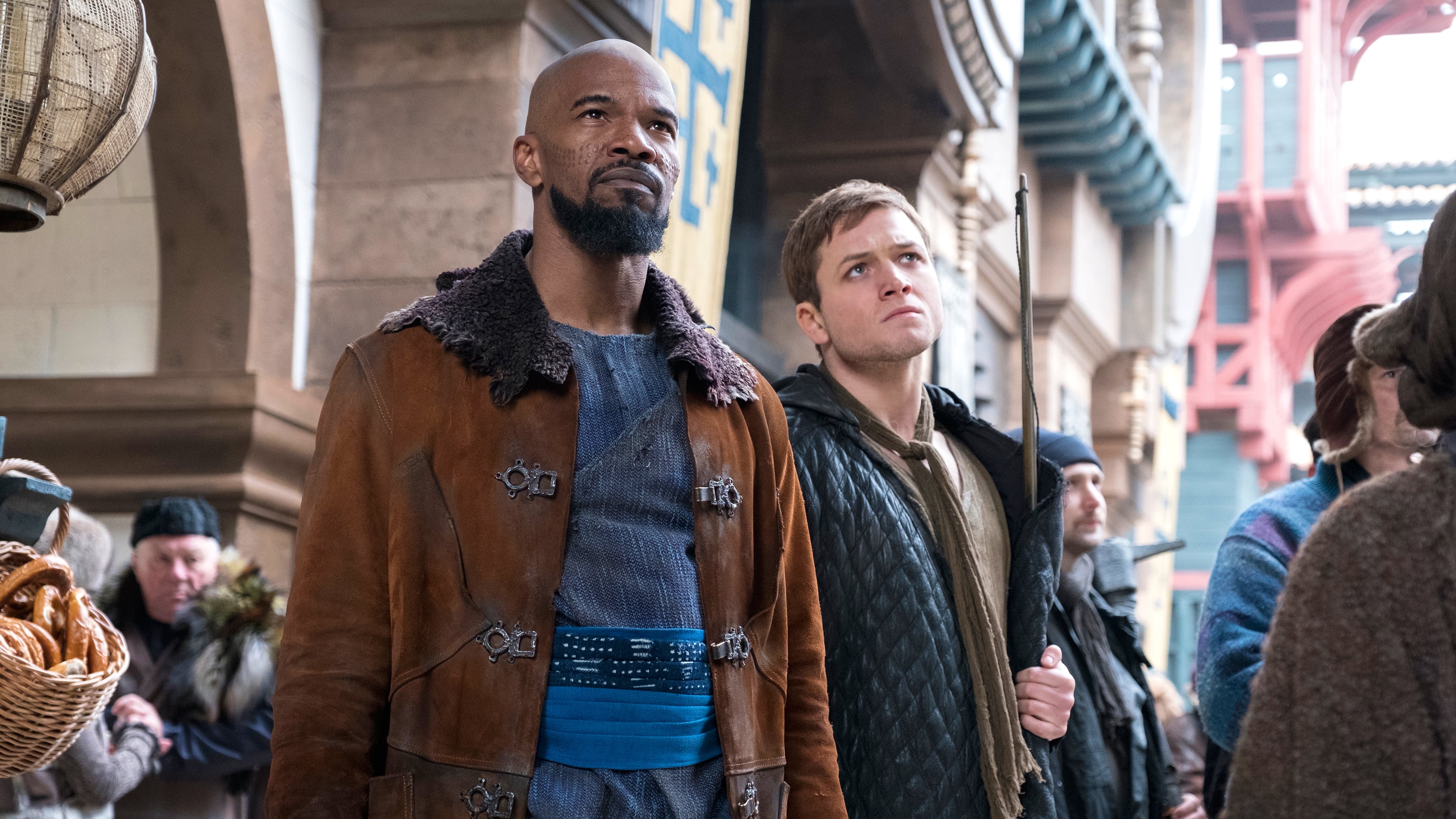 Jamie Foxx and Taron Egerton in Robin Hood HD Wallpaper