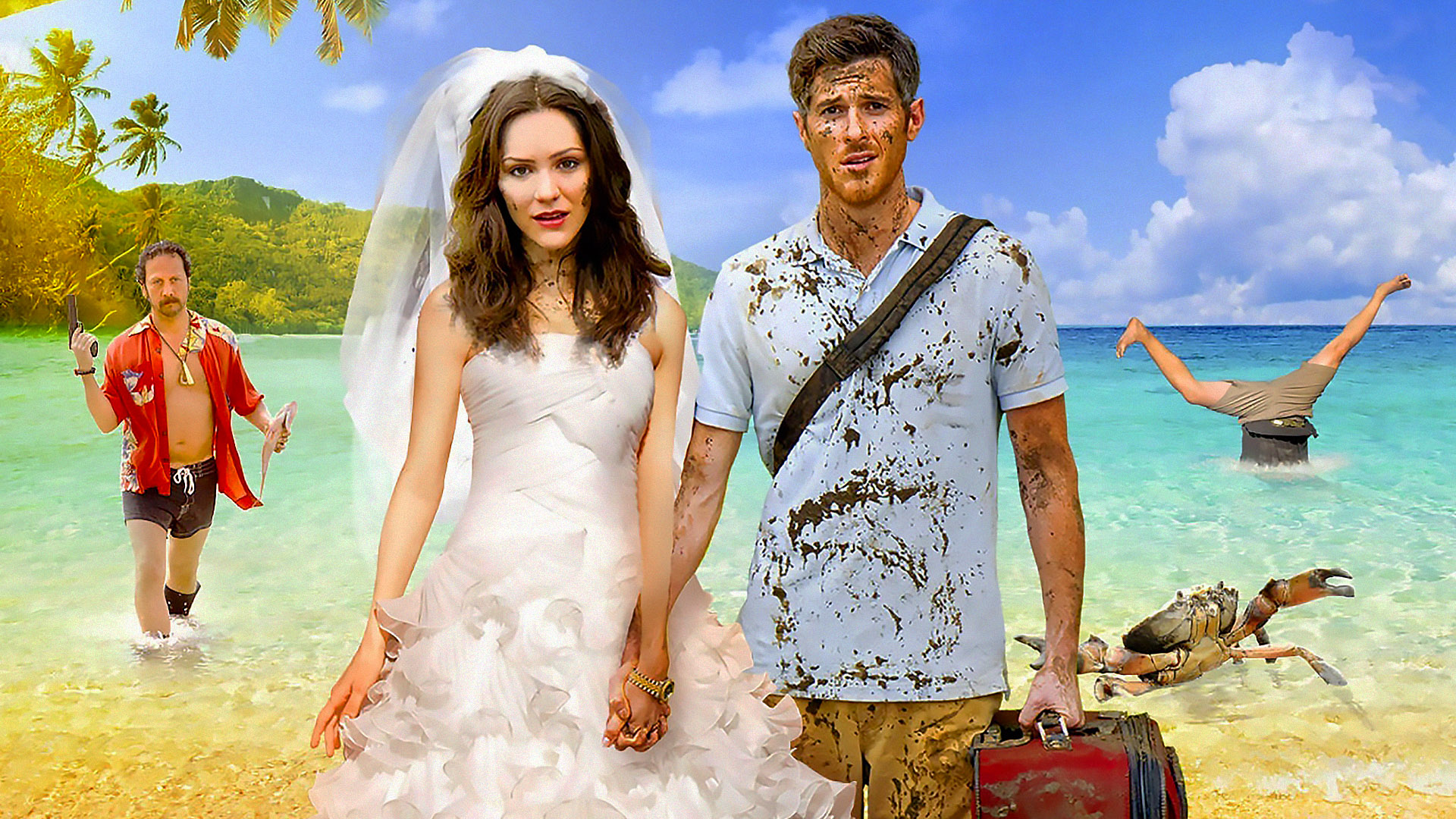 Katharine McPhee and groom on a tropical island HD Wallpaper