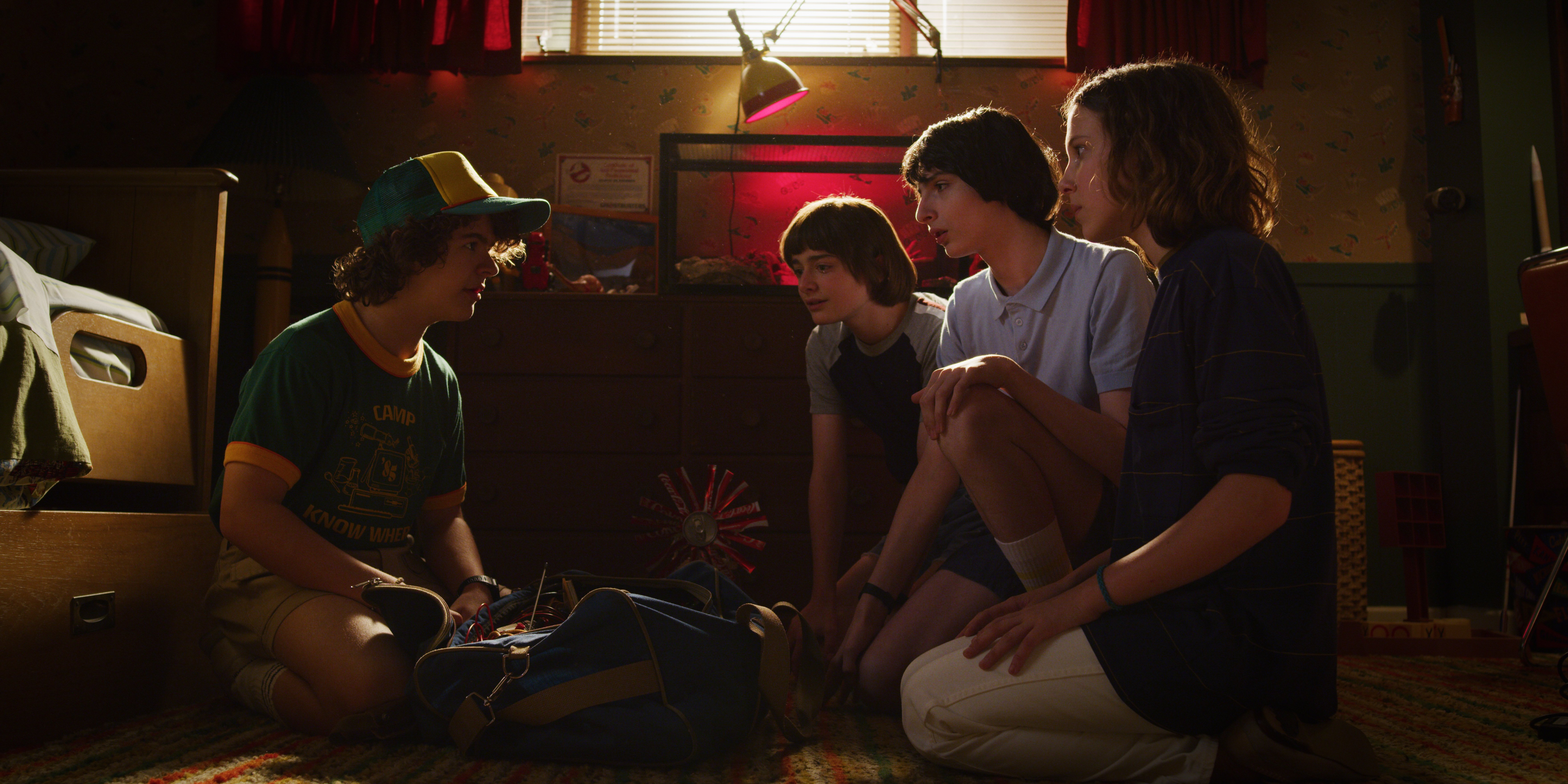 Dustin, Mike, Lucas, and Eleven from Stranger Things HD Wallpaper
