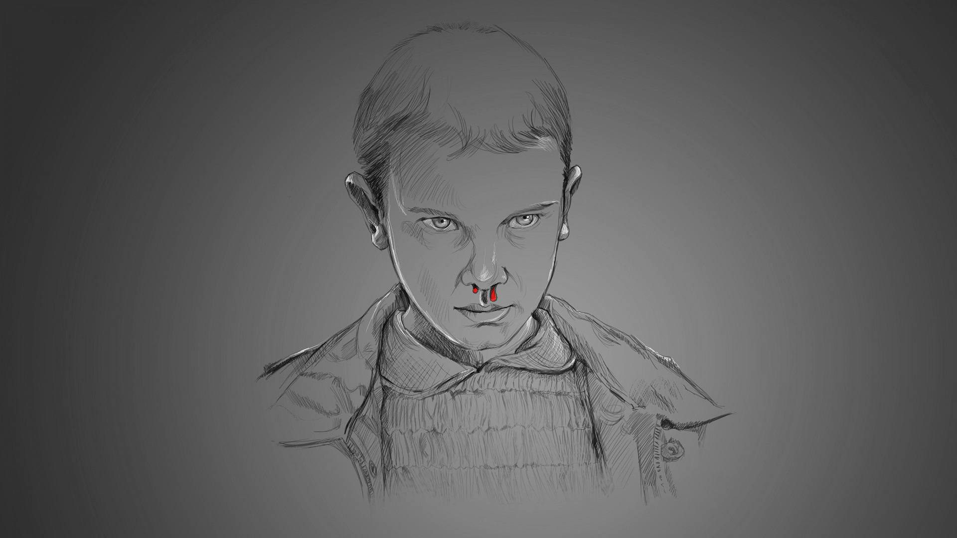 Eleven from Stranger Things with bloody nose HD Wallpaper