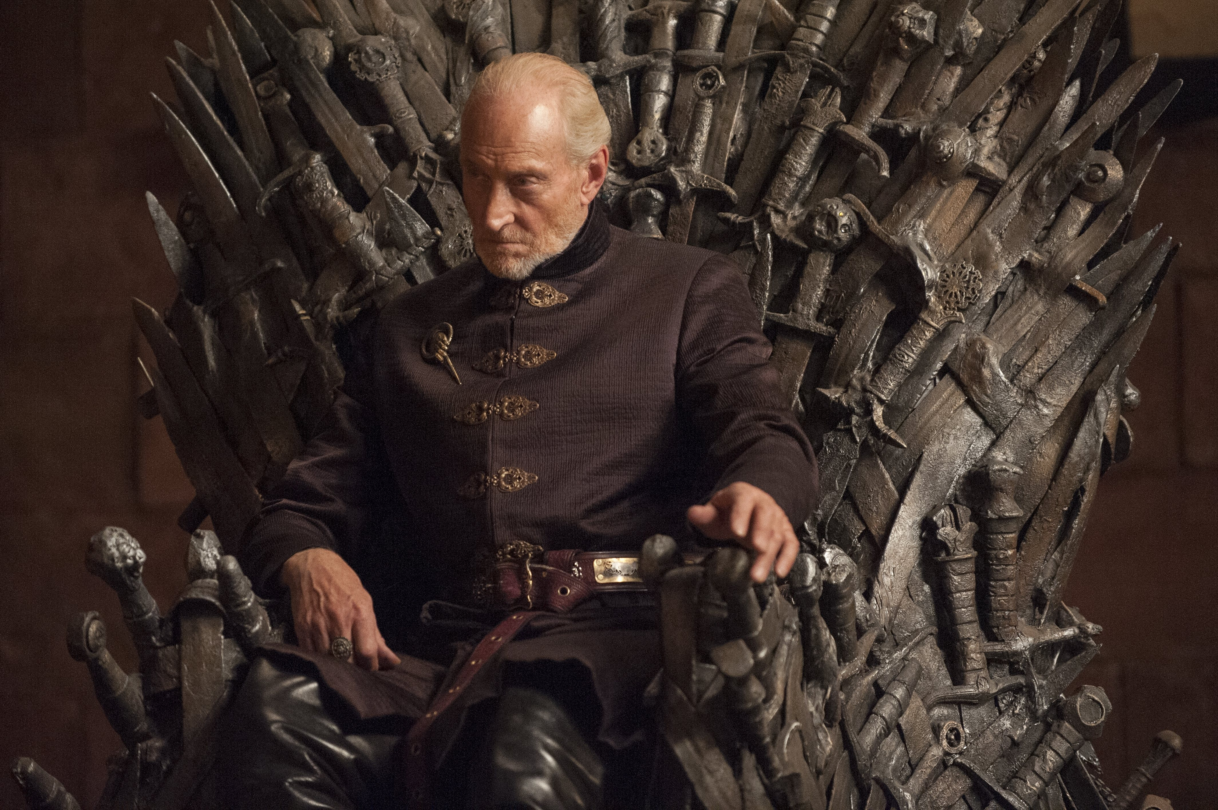 Charles Dance on the Iron Throne HD Wallpaper
