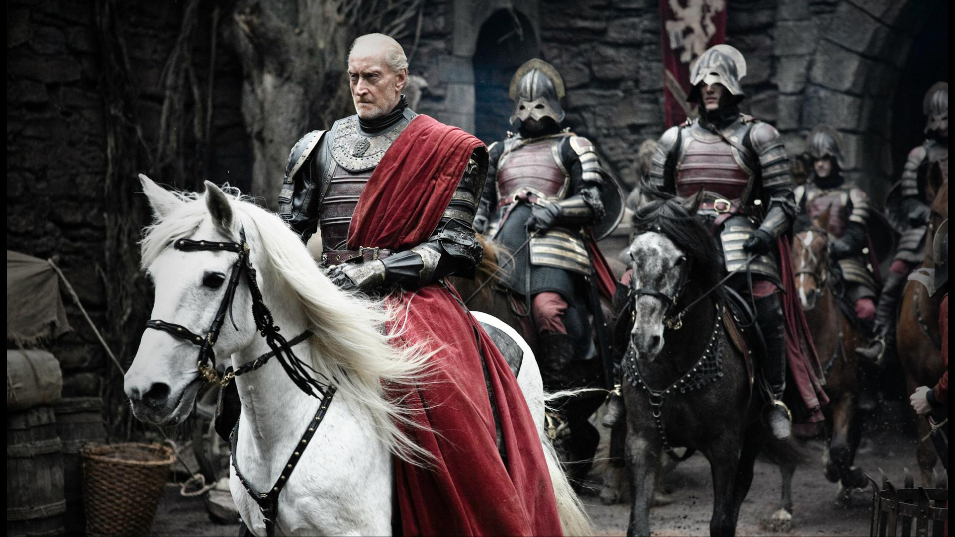 Charles Dance on horseback with knights HD Wallpaper