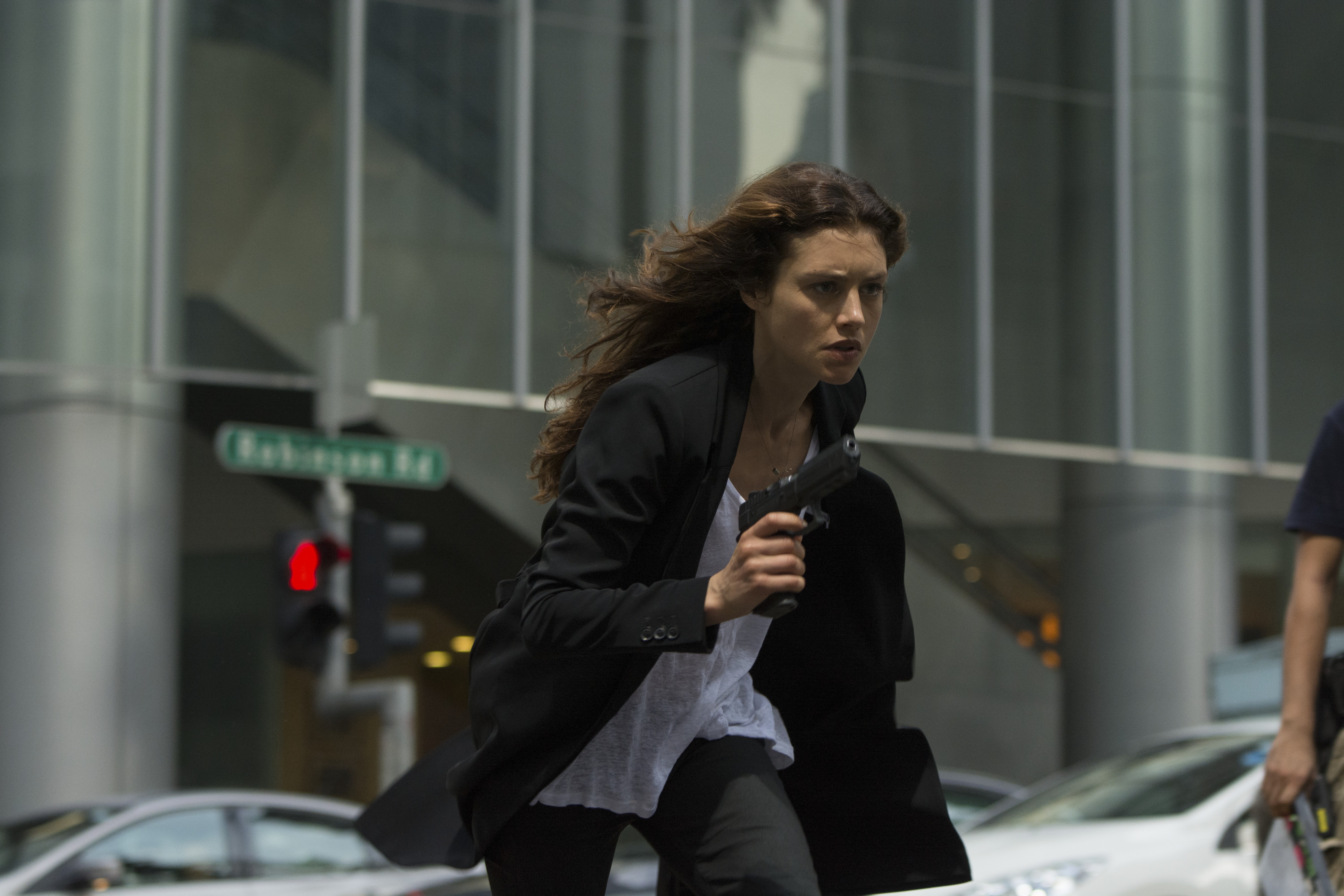Hannah Ware with a gun HD Wallpaper