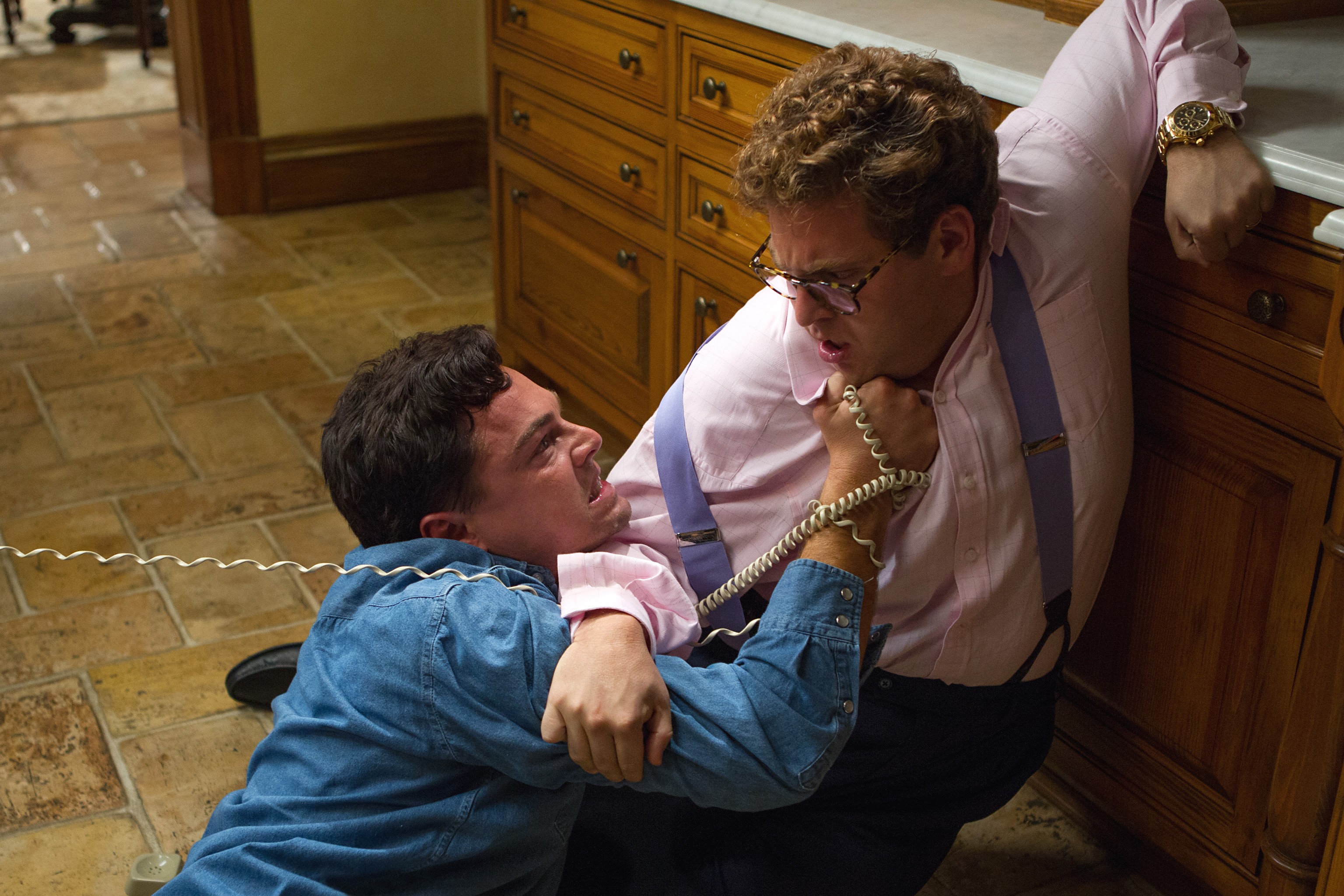 Jonah Hill and Leonardo DiCaprio in The Wolf of Wall Street HD Wallpaper
