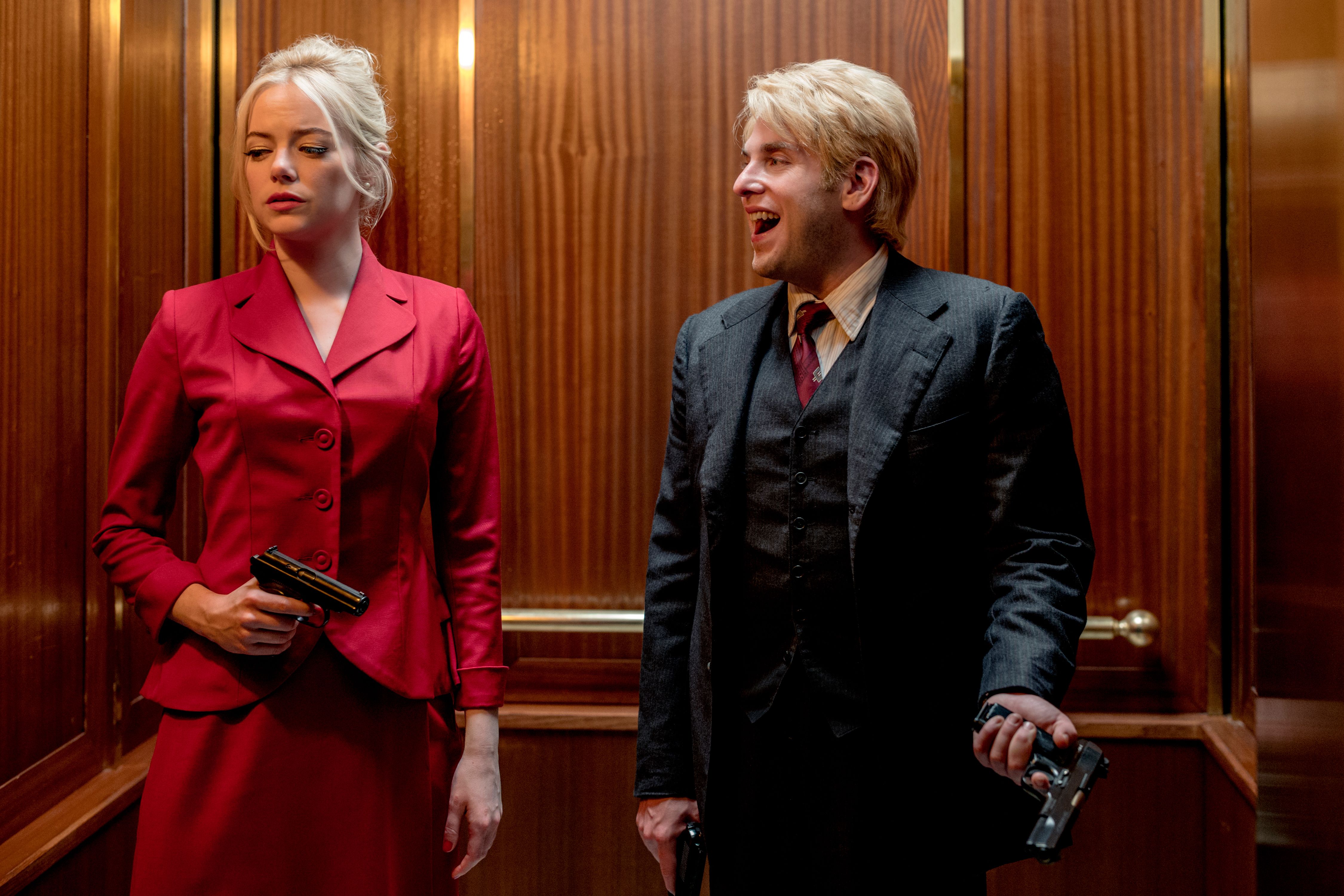 Jonah Hill and Emma Stone in a scene HD Wallpaper