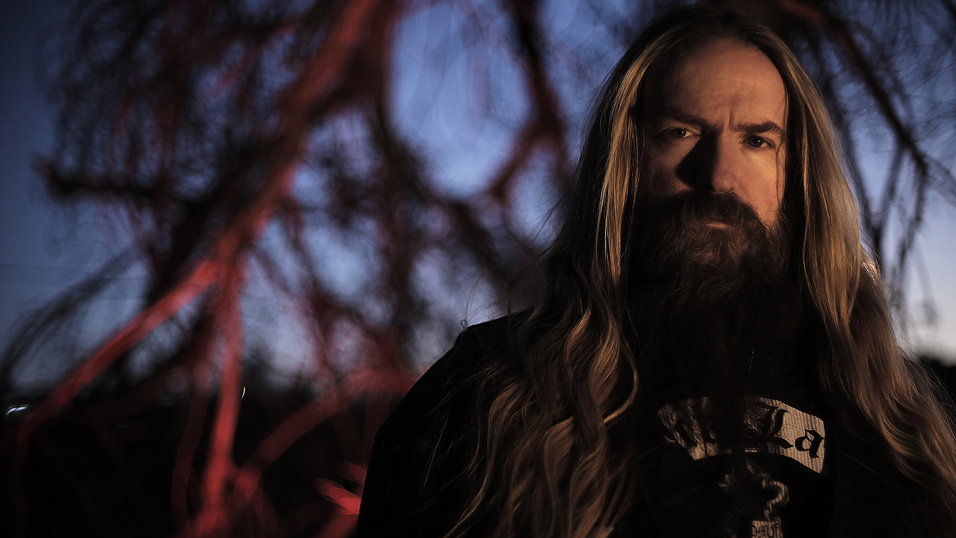 Zakk Wylde in front of a tree at dusk HD Wallpaper