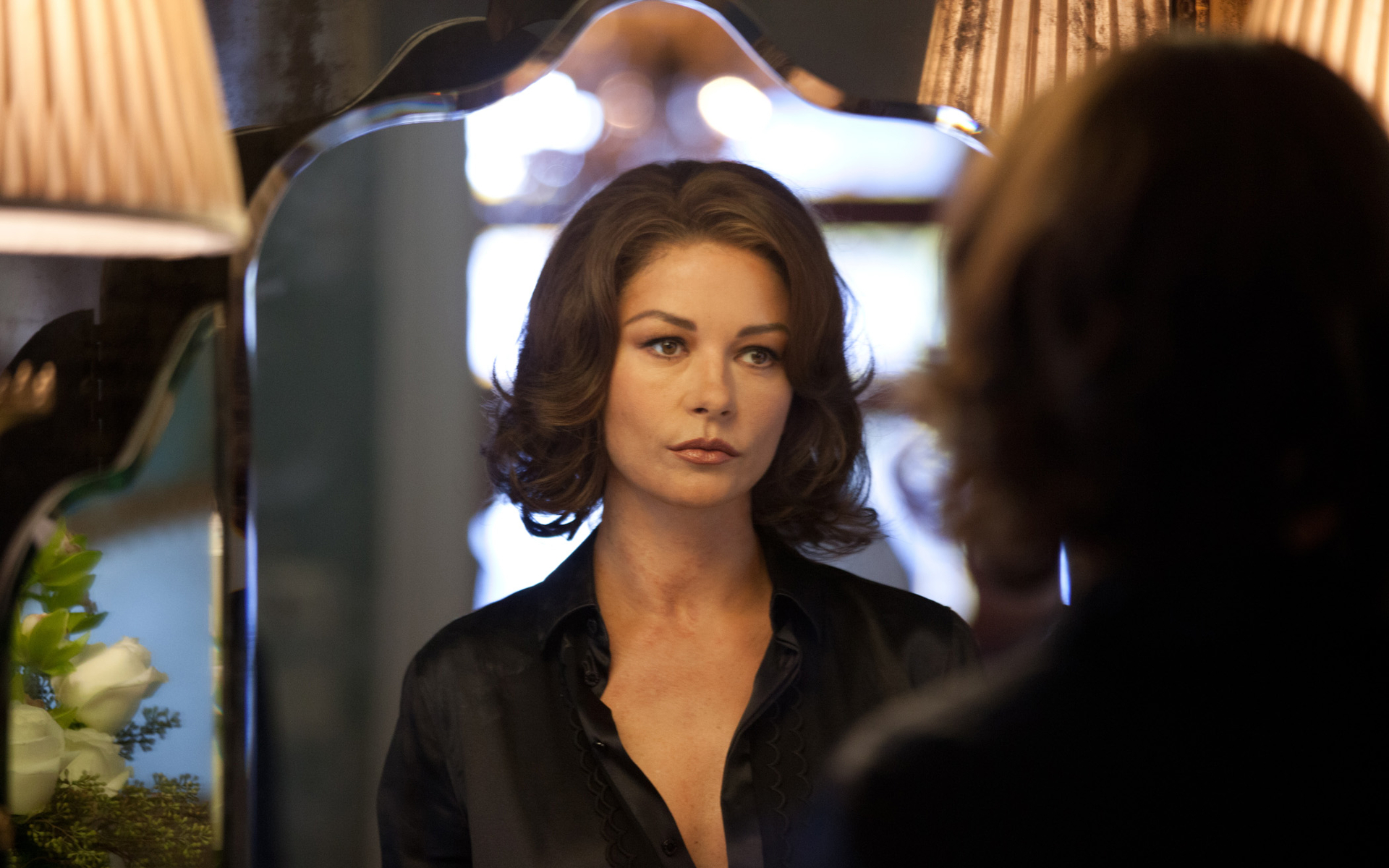 Catherine Zeta-Jones in a black shirt HD Wallpaper