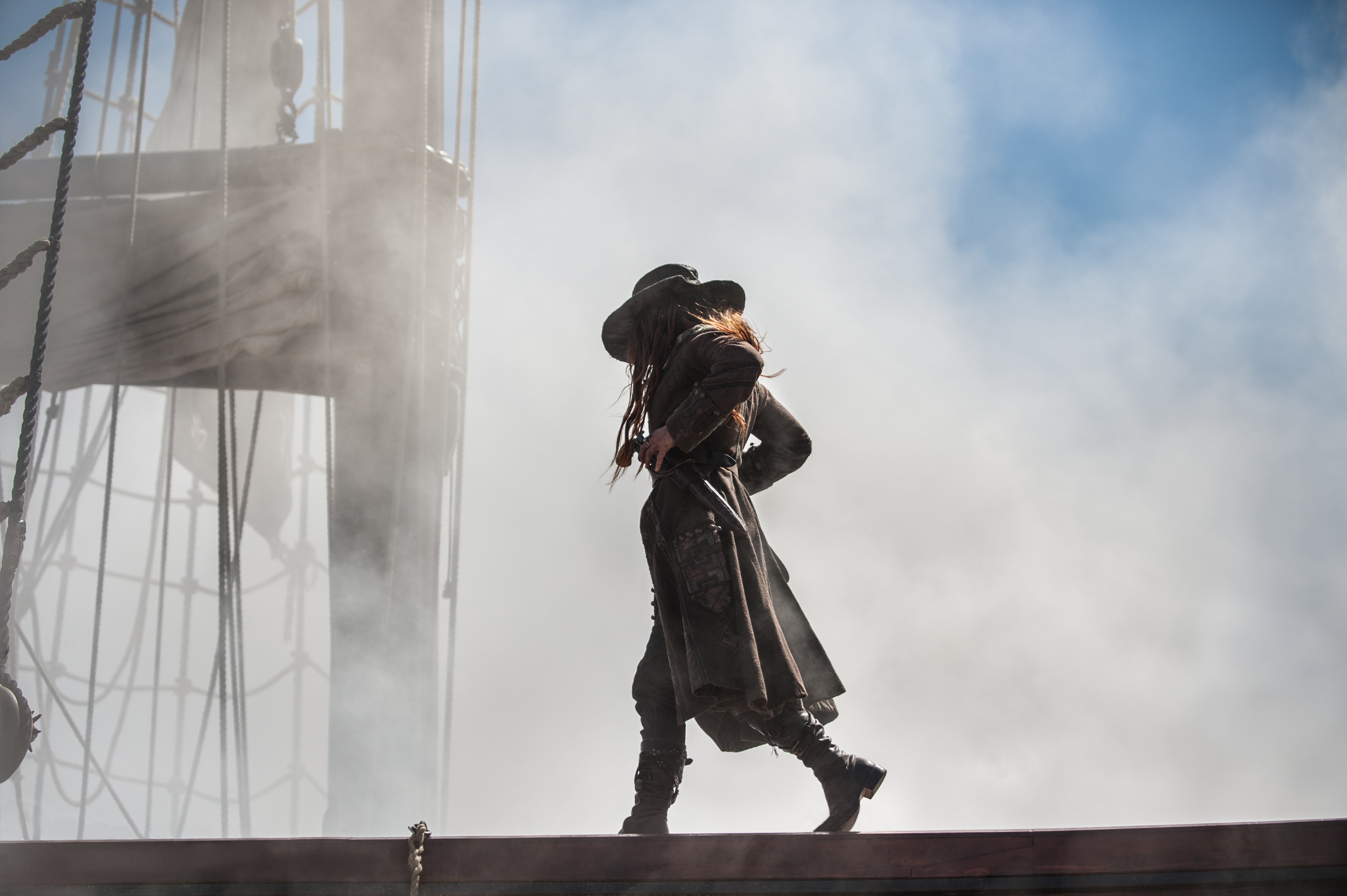 Clara Paget as Anne Bonny on a pirate ship HD Wallpaper