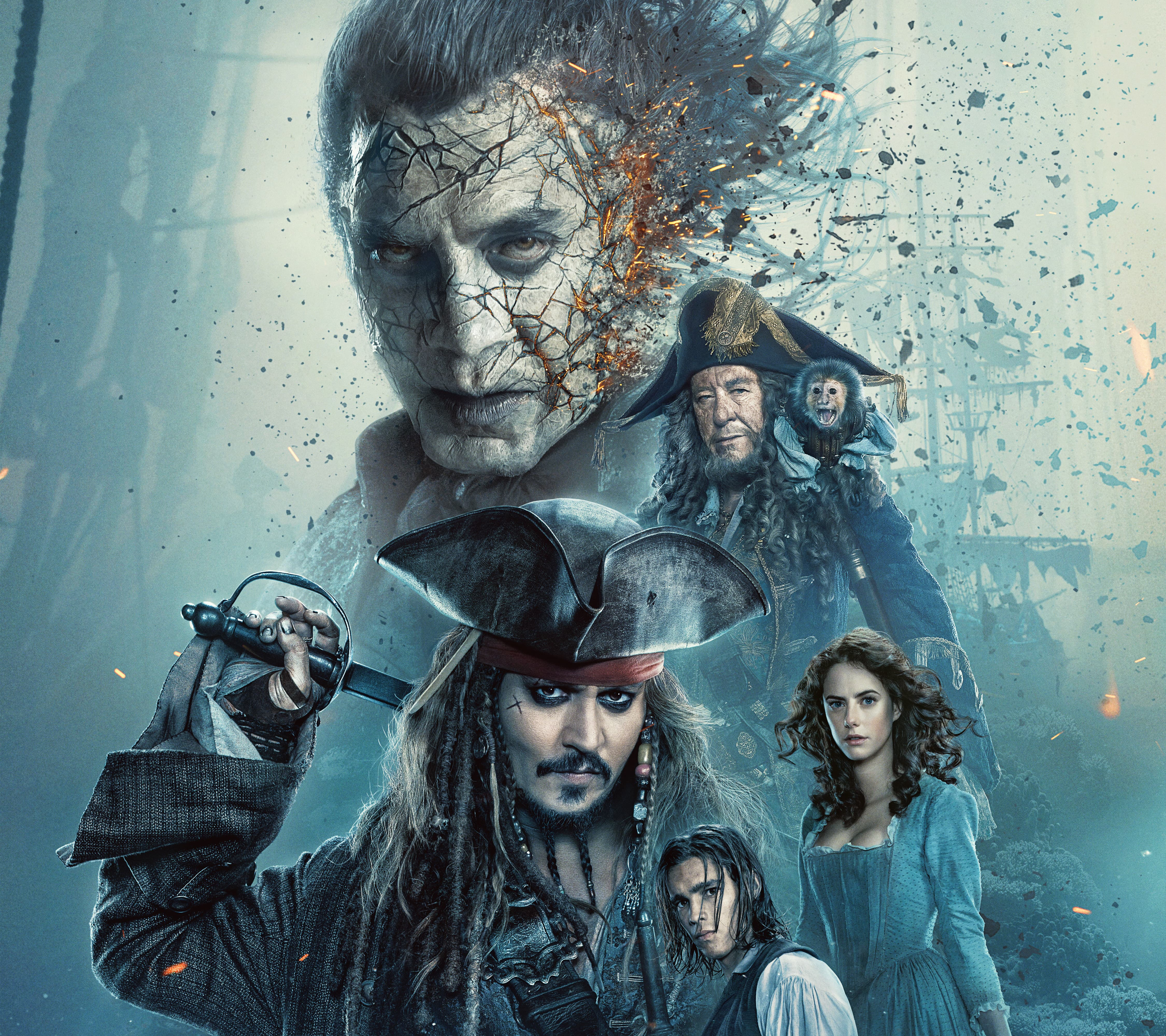 Captain Jack Sparrow and Salazar from Pirates of the Caribbean HD Wallpaper