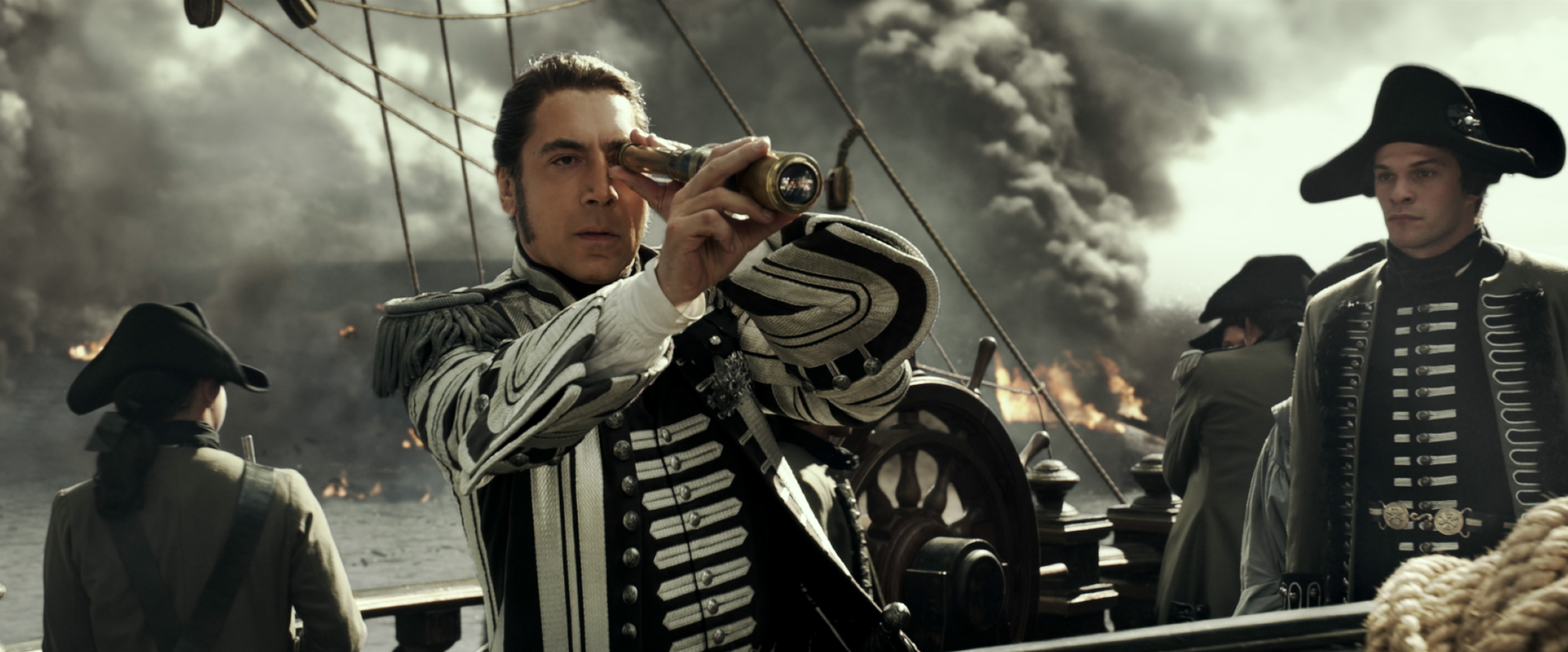 Javier Bardem on a ship during a battle HD Wallpaper