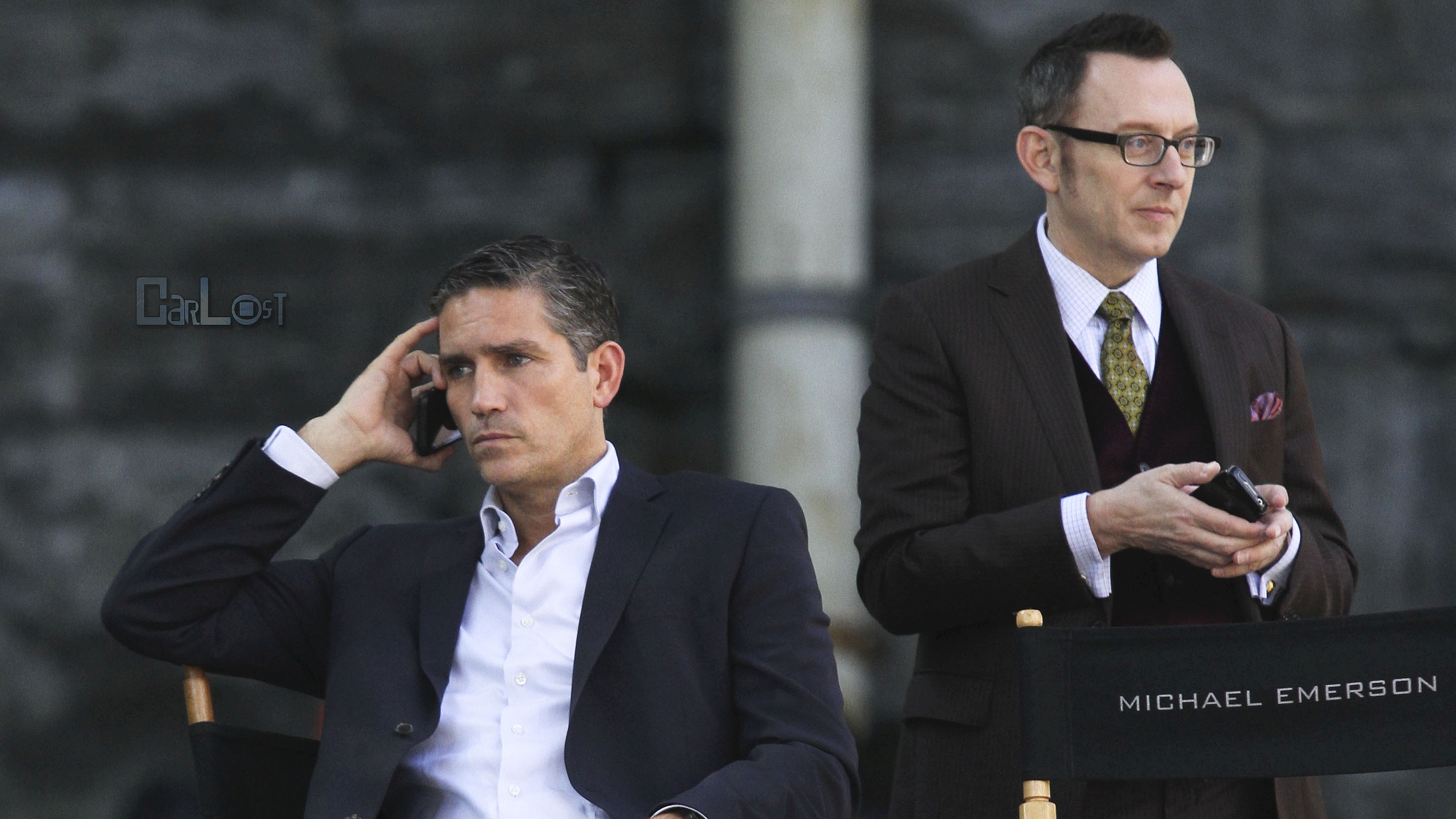 Jim Caviezel and Michael Emerson on set HD Wallpaper