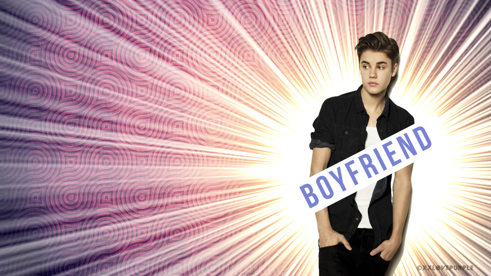 Justin Bieber with "Boyfriend" text HD Wallpaper